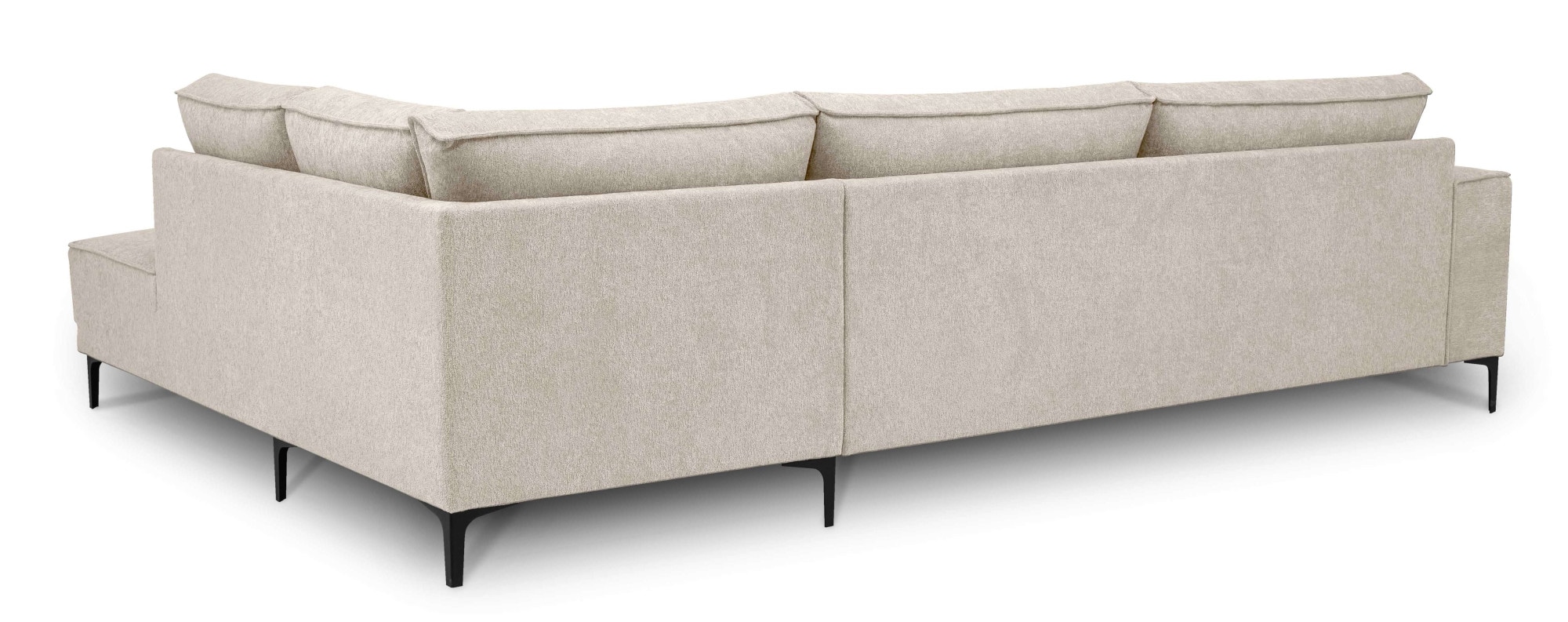 Places of Style Ecksofa »Polsterecke Oland, Struktur, Flachgewebe, Luxus-Microfaser, Boucle«, L-Form, 289 cm, Wellenunterfederung, Skandi-Design, Metallfüsse