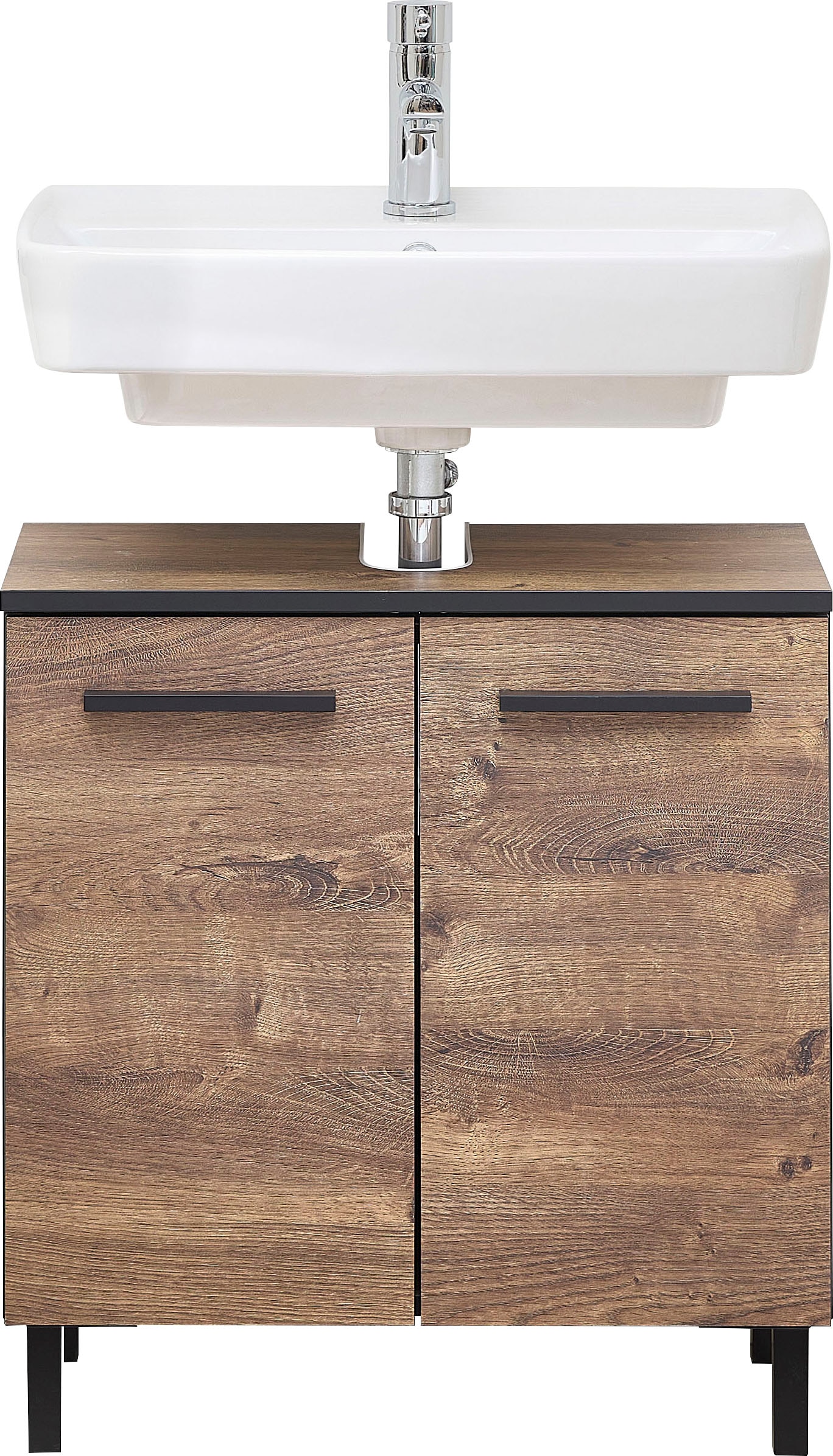 Saphir Waschbeckenunterschrank »Quickset 374 Unterbeckenschrank, Eiche Ribbeck quer Nachbildung« Waschbeckenschrank inkl. Türdämpfer, 60 cm breit, ohne Waschbecken
