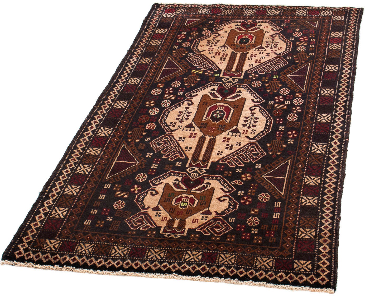 Image of morgenland Orientteppich »Belutsch - 143 x 81 cm - dunkelbraun«, rechteckig, 8 mm Höhe, Wohnzimmer, Handgeknüpft, Einzelstück mit Zertifikat bei Ackermann Versand Schweiz