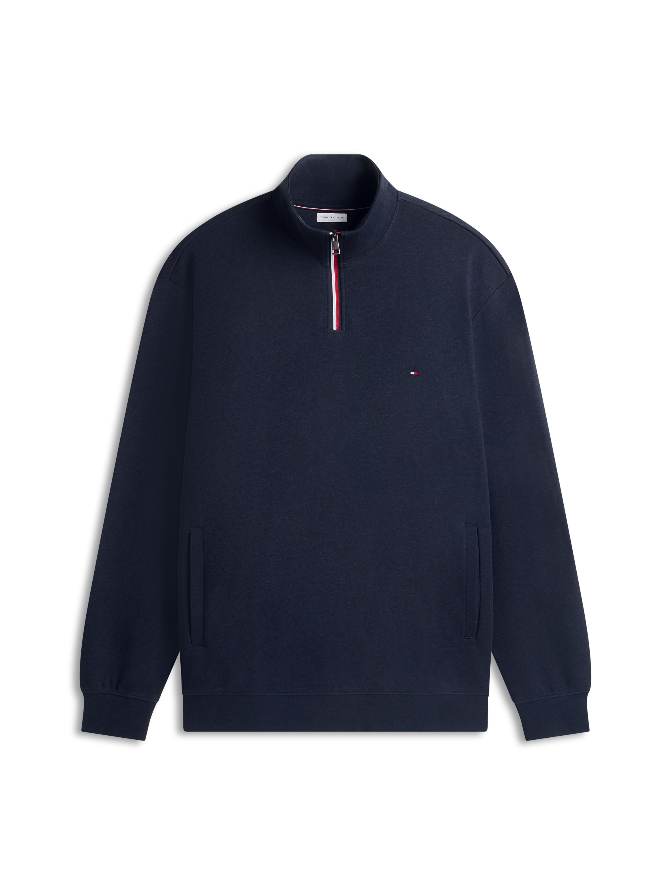 Tommy Hilfiger Big & Tall Sweat-shirt »BT-RWB TERRY TIPED REGULAR 1/4 ZIP-B«, Grosse Grössen, Troyerkragen
