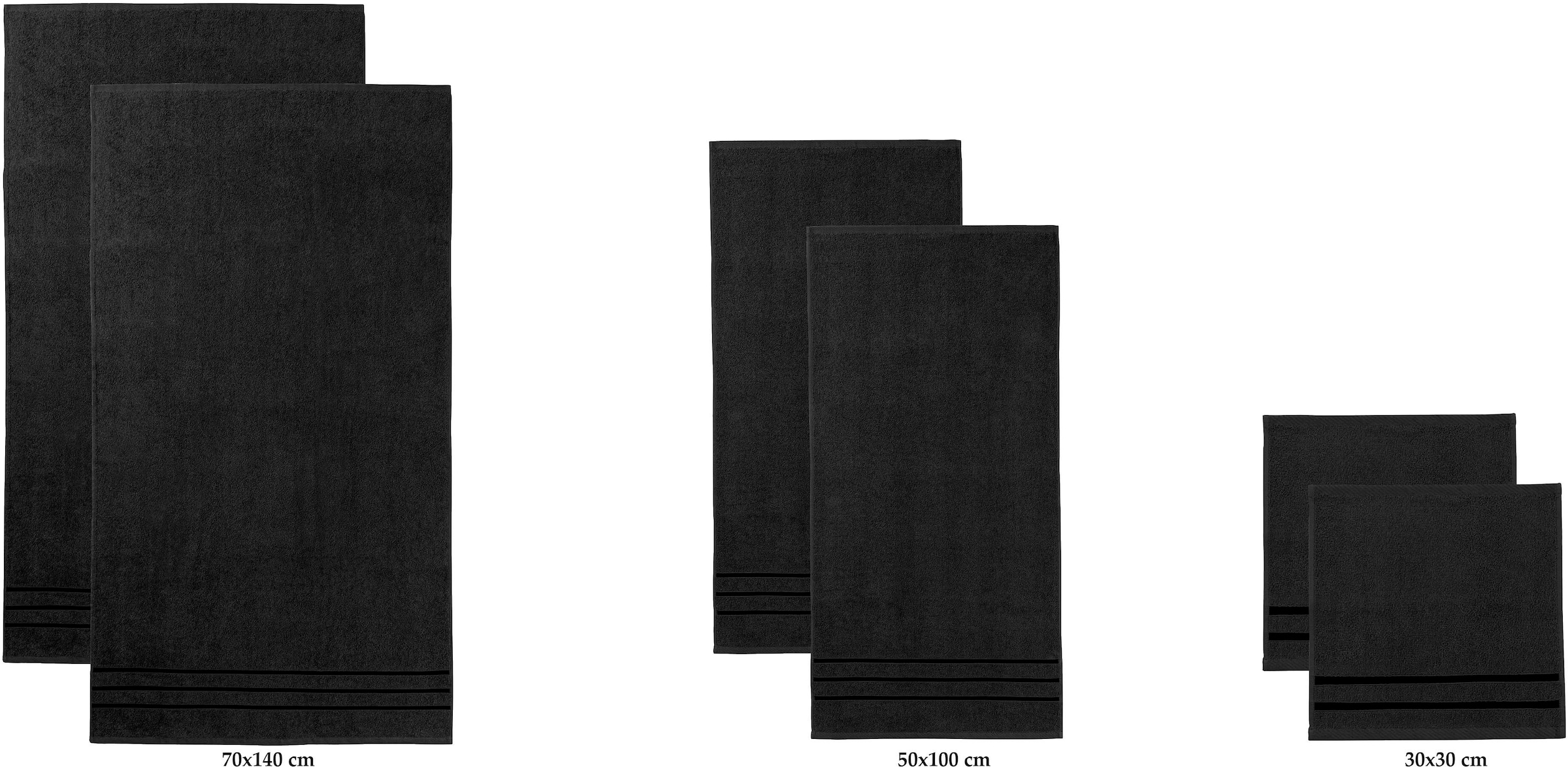Bruno Banani Handtuch Set »Clement, Duschtücher, Handtücher, Seiftücher«, Set, 6 tlg., Frottier, mit dezent glänzender Streifenbordüre, einfarbig, aus 100% Baumwolle