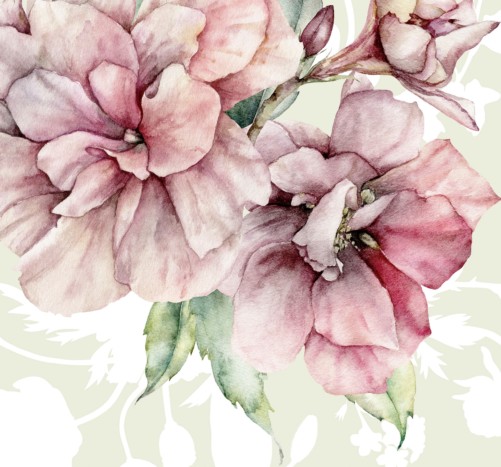 Image of Komar Vliestapete "Digitaldruck Vlies - La Flor - Grösse 300 x 280 cm" bedruckt glatt Wohnzimmer, Schlafzimmer