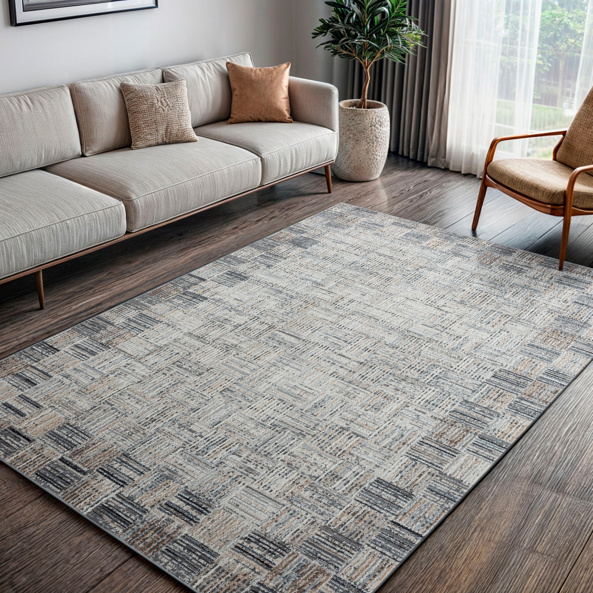 Image of GOODproduct Teppich "Yasmin, LAGERRÄUMUNG" rechteckig 8 mm Höhe Kurzflor, modernes Design, mit Bordüre, pflegeleicht, Wohnzimmer