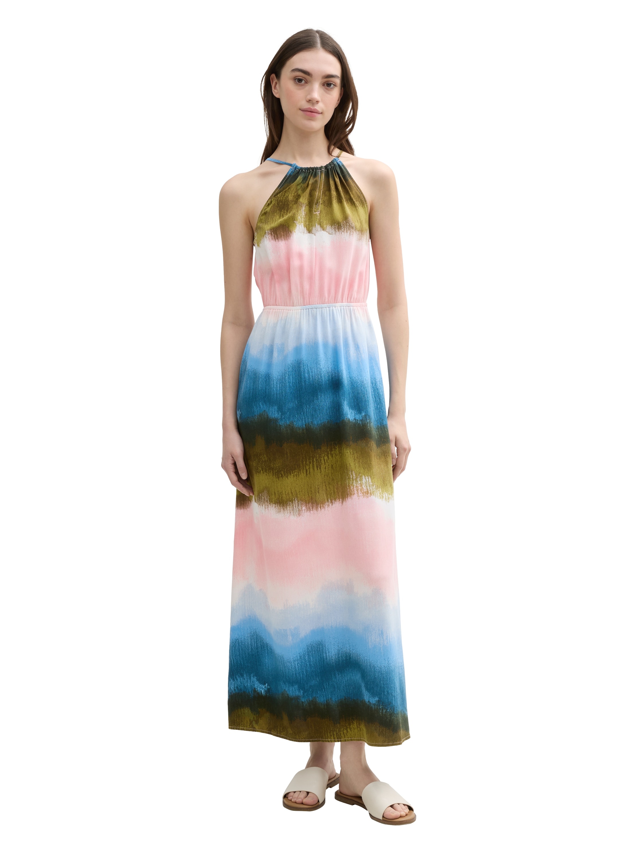 Image of TOM TAILOR Denim Neckholderkleid Ohne Taschen Sommerkleid mit Knopfverschluss