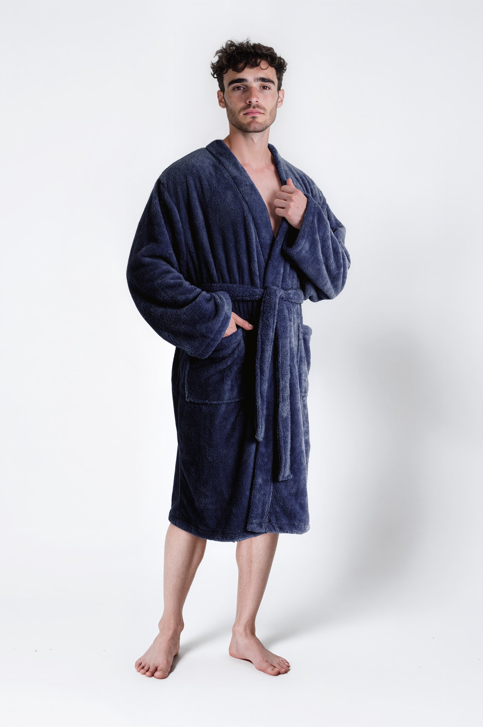 my home Unisex-Bademantel »Lillou Kimono, ideal für Sauna & Spa, Hotelbademantel, Morgenmantel«, (1 St.), kuschelig weicher Fleece, plüsch, für Damen und Herren, XS-3XL
