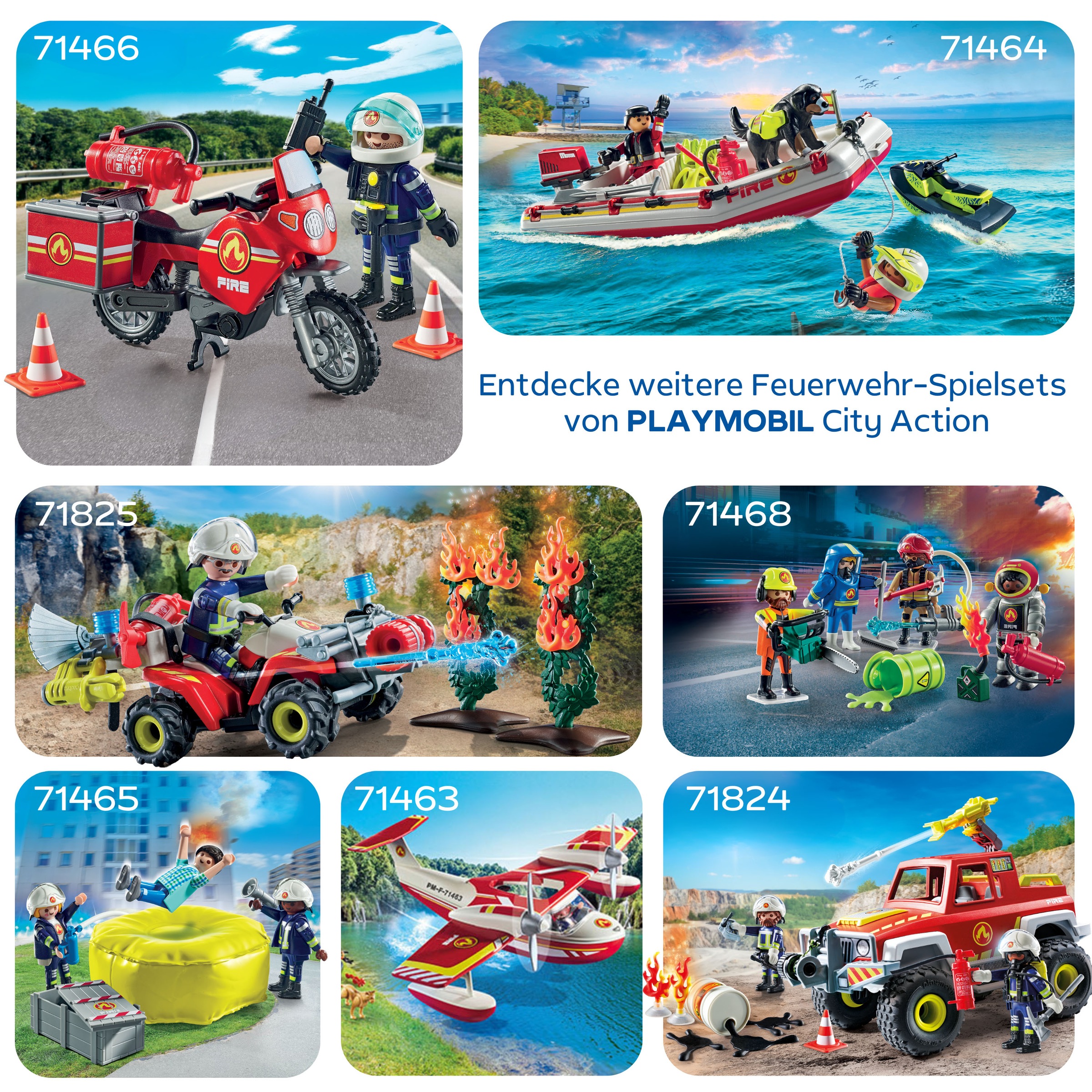 Playmobil® Konstruktions-Spielset »Feuerwehr Quad löscht Heckenbrand (71825), Playmobil Action Heroes«