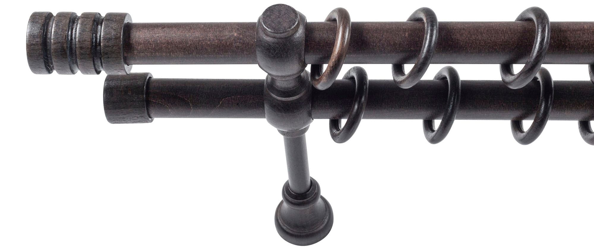 SN DECO GROUP Gardinenstange »Pisa« 2 läufig-läufig Fixmass 28 mm, Holz, verschiedene Längen und Farben, Komplettset