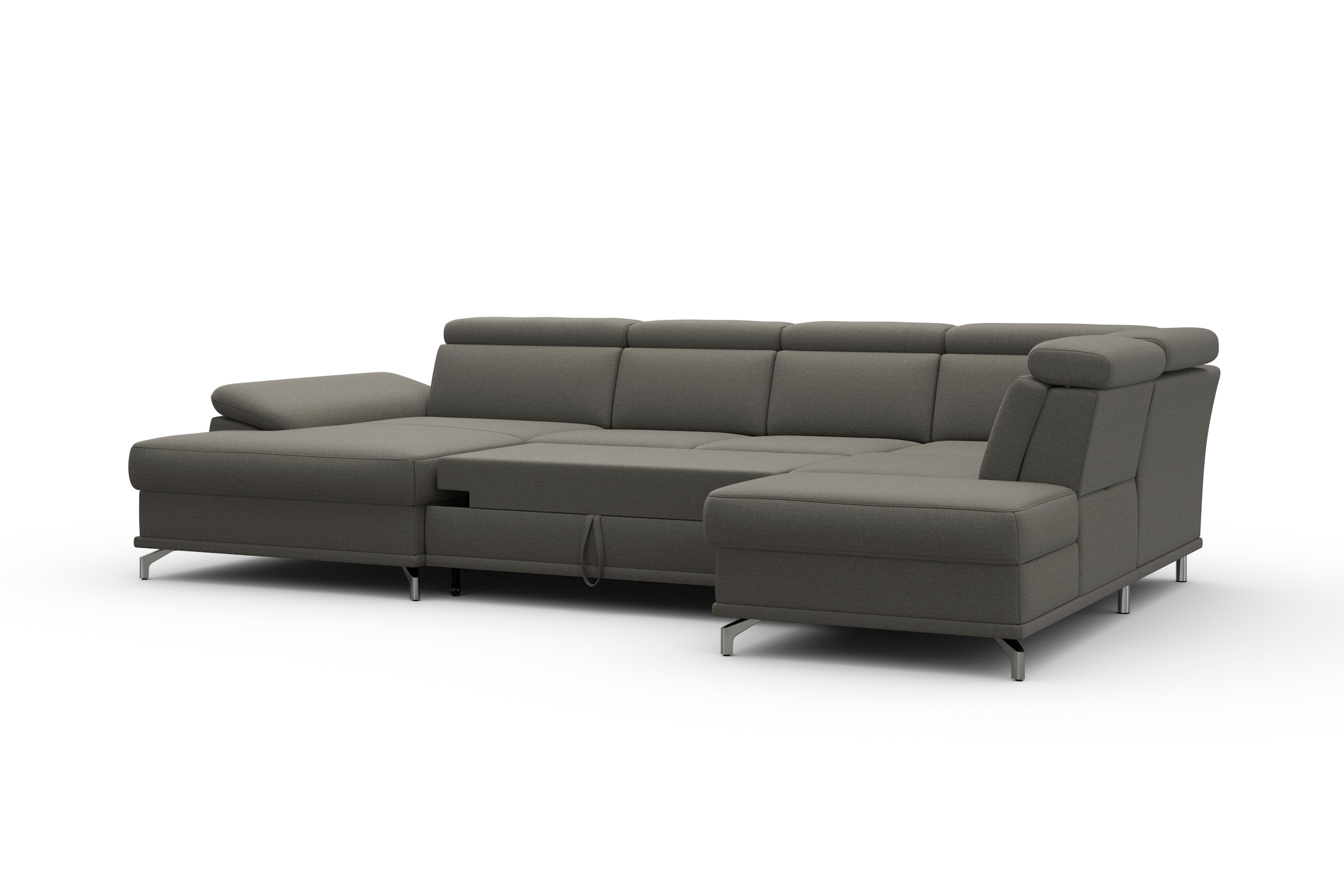 sit&more Wohnlandschaft »Cabrio U-Form, mit Sitztiefenverstellung, Arm- und Kopfteilverstellung«, 3 Nierenkissen, Federkern, optional Bettfunktion und Stauraum