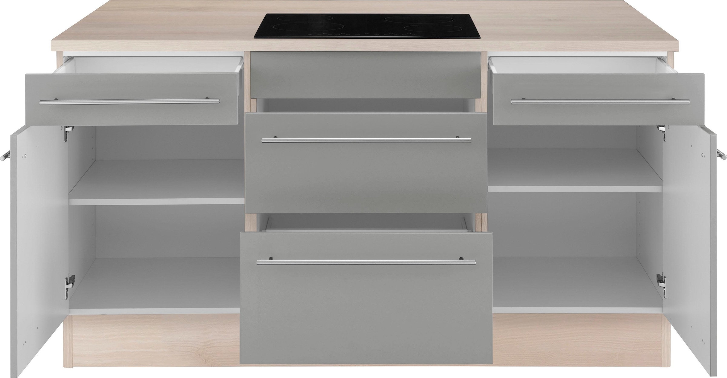 OPTIFIT Kücheninsel »Bern«, Stellbreite 160x95 cm mit höhenverstellbaren Füssen, mit Metallgriffen