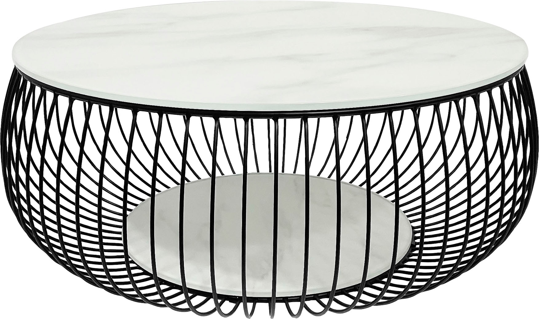Image of SalesFever Couchtisch "Coffeetable Wohnzimmertisch im minimalistischen Stil" 10 mm starke Klarglasplatte mit Marmordruck