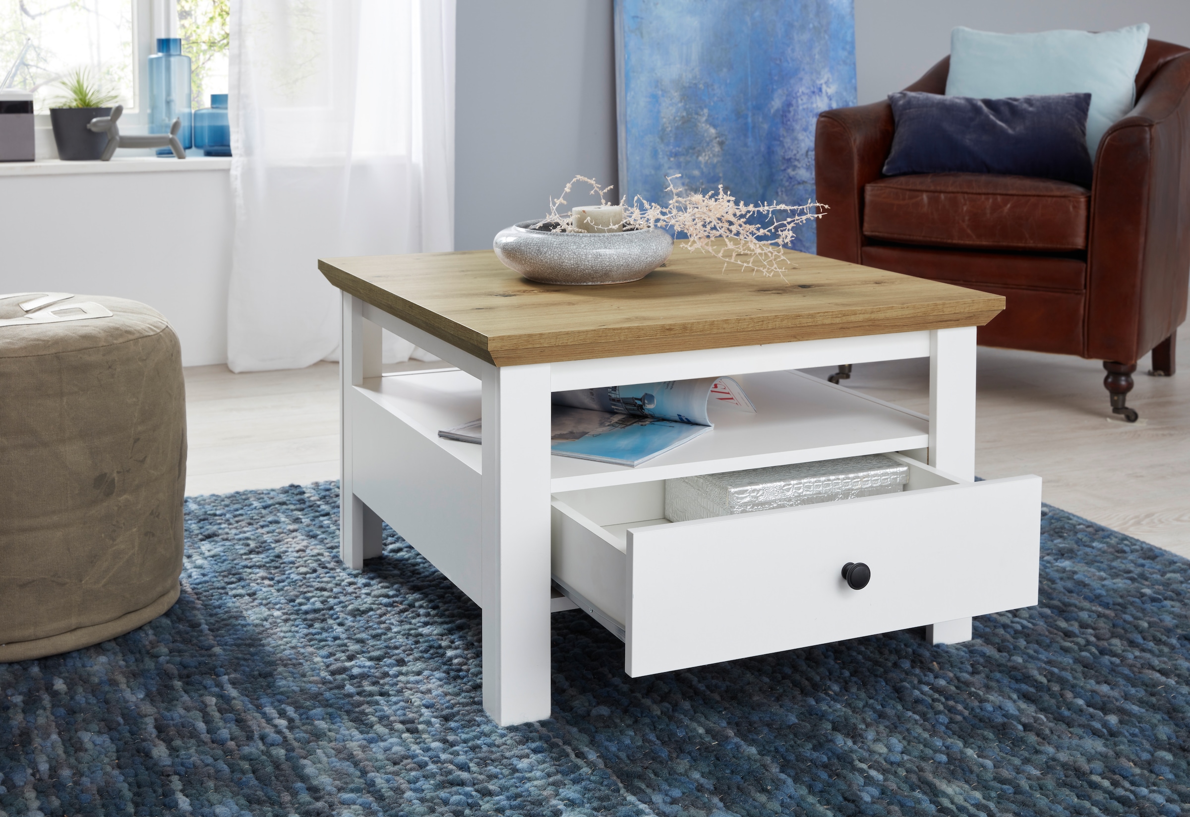 INOSIGN Couchtisch »Ulm«, Couchtisch mit Schublade & offenem Fach - (B/T/H) 70/70/46 cm