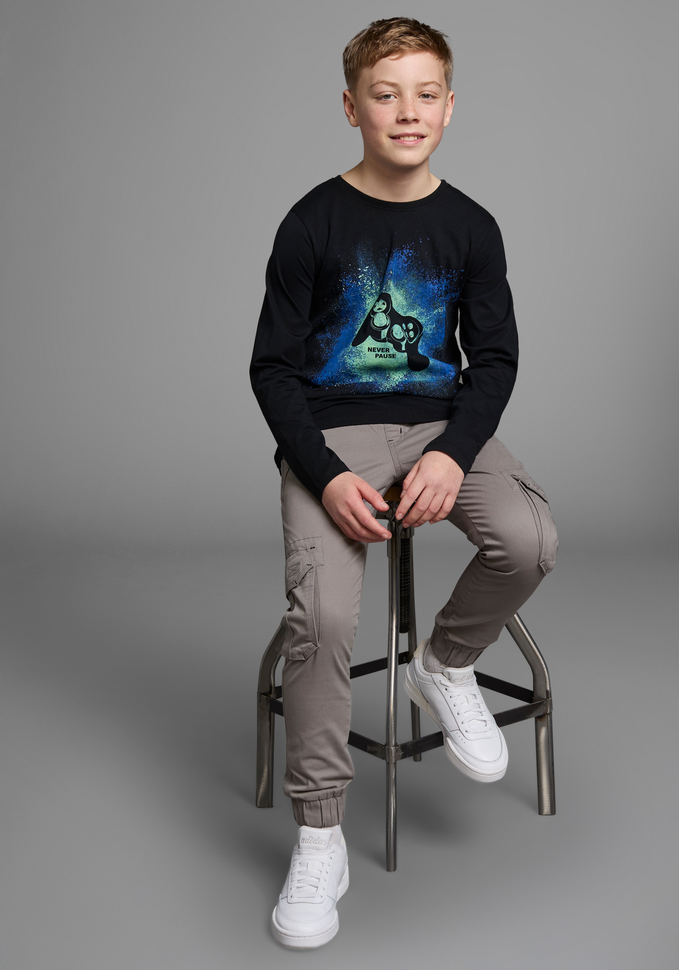 KIDSWORLD Langarmshirt »GAMER«, Langarm, Basic-Passform, mit trendigem Aufdruck