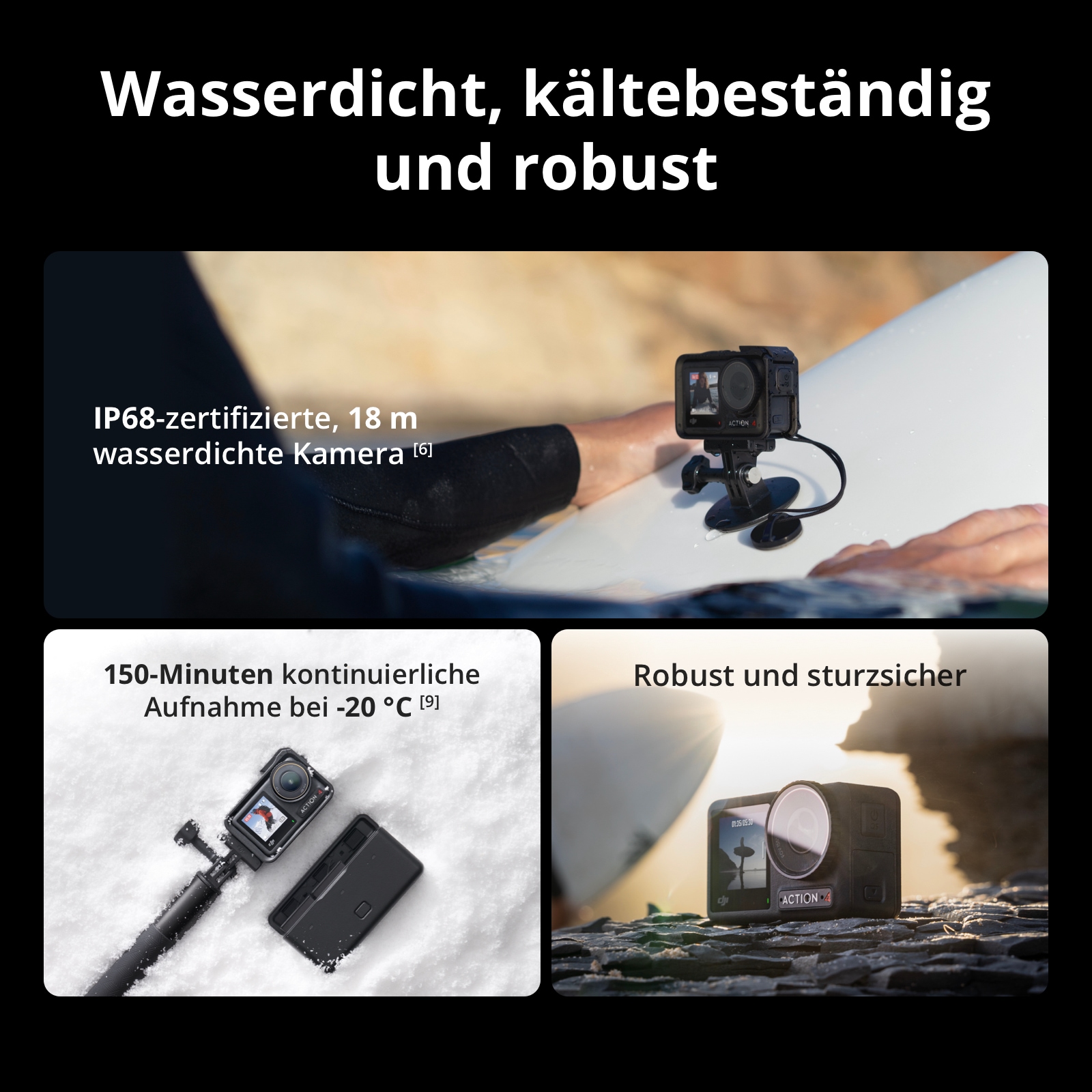 DJI Caméscope »Osmo Action 4 Adventure Combo« 4K Ultra HD