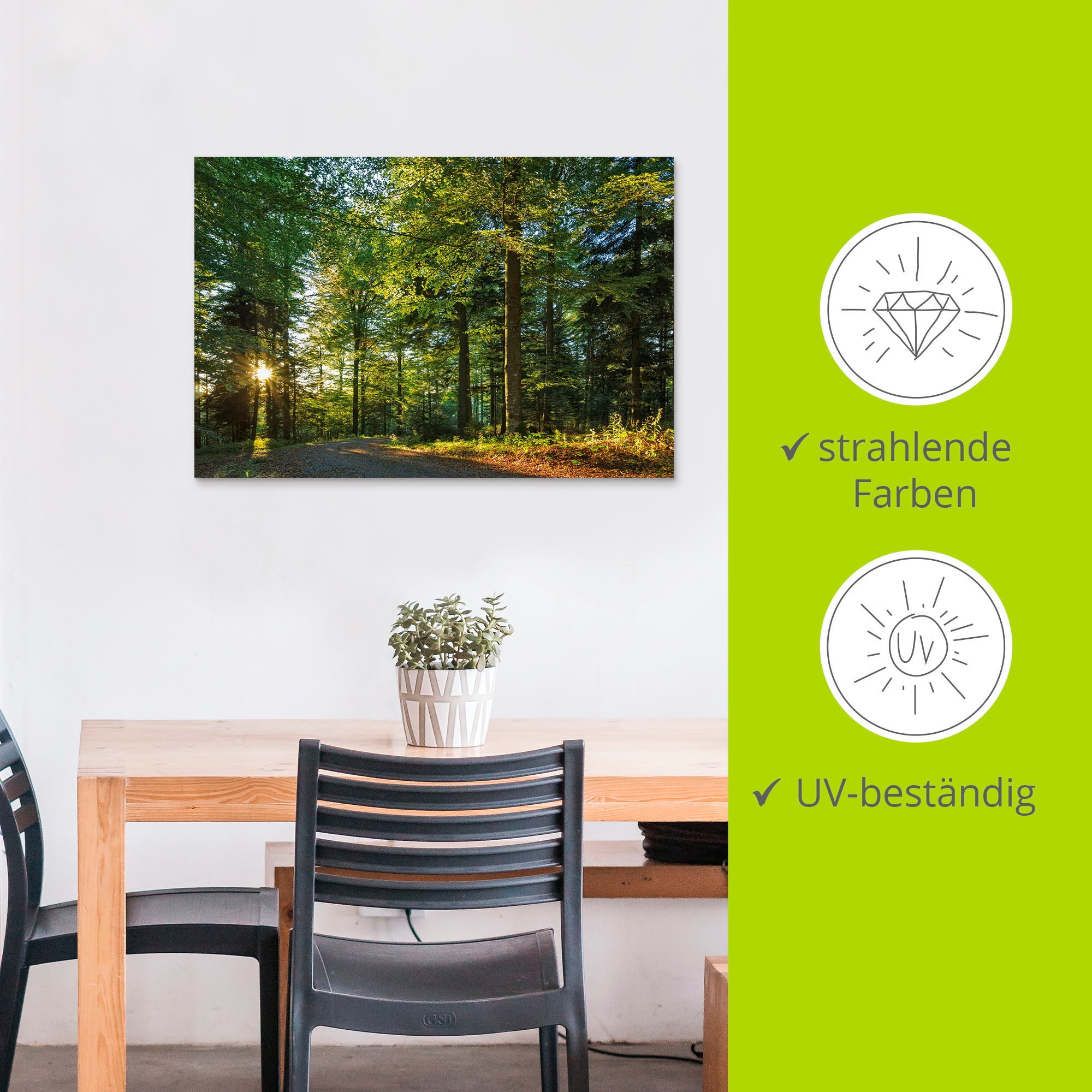 Artland Wandbild »Waldweg im Romantischen Schwarzwald«, Waldbilder, (1 St.), als Alubild, Outdoorbild, Leinwandbild, Wandaufkleber, versch. Grössen