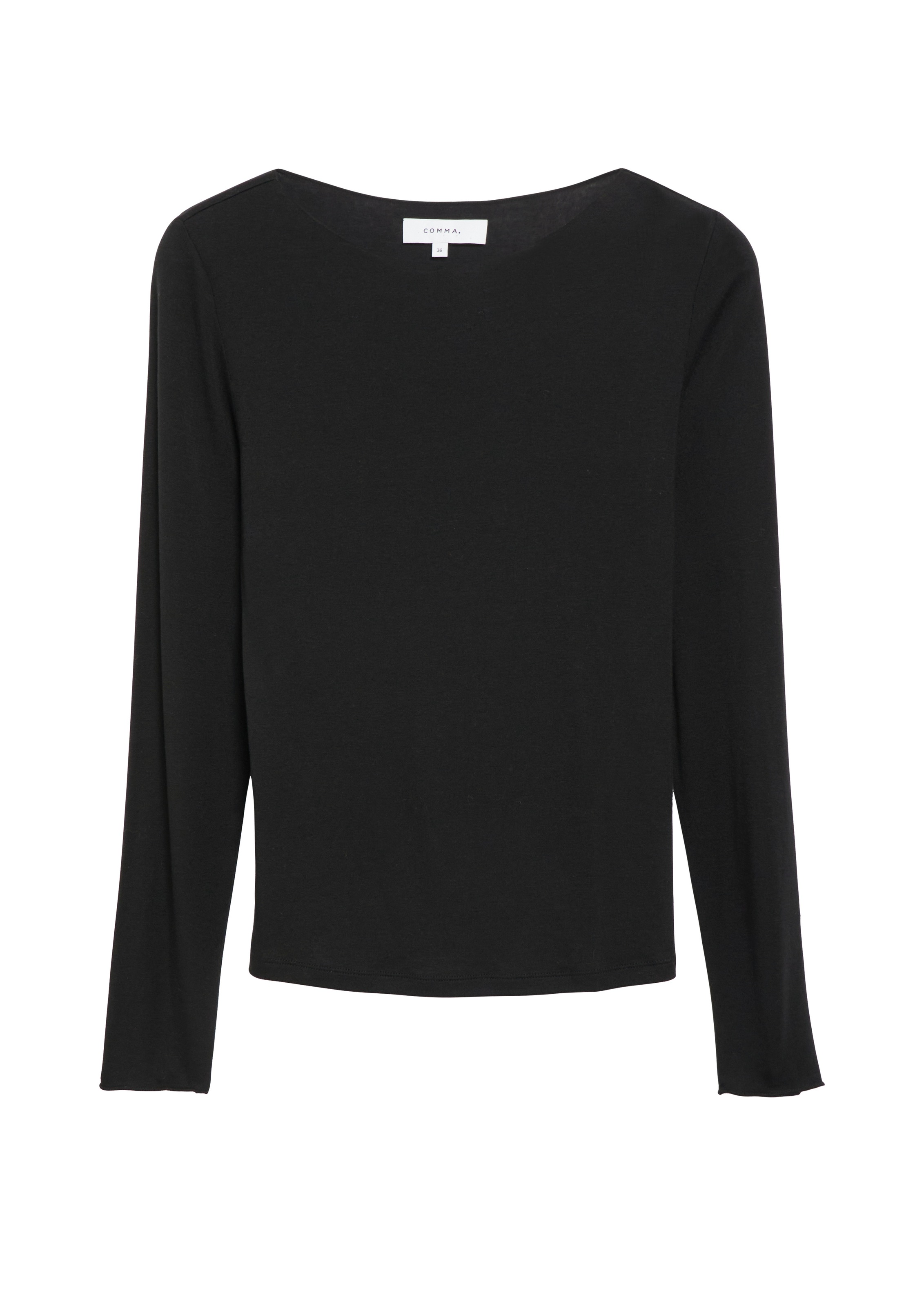 Comma Langarmshirt mit U-Boot-Ausschnitt / leicht transparent