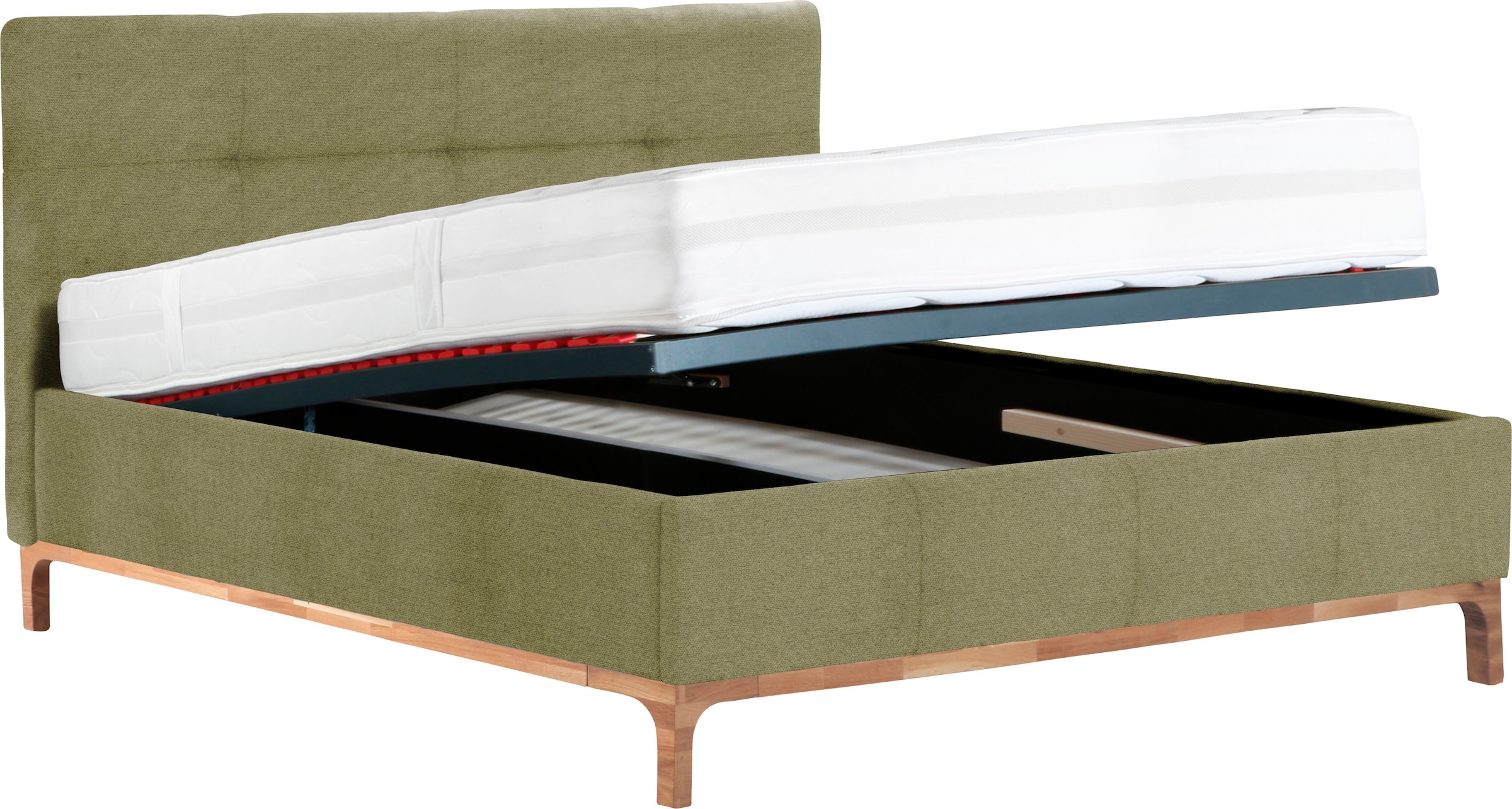 Leonique Lit rembourré »Noan« Bettkasten, Lattenrahmen mit Gasdruckfedern, auch mit 7-Zonen-Matratze