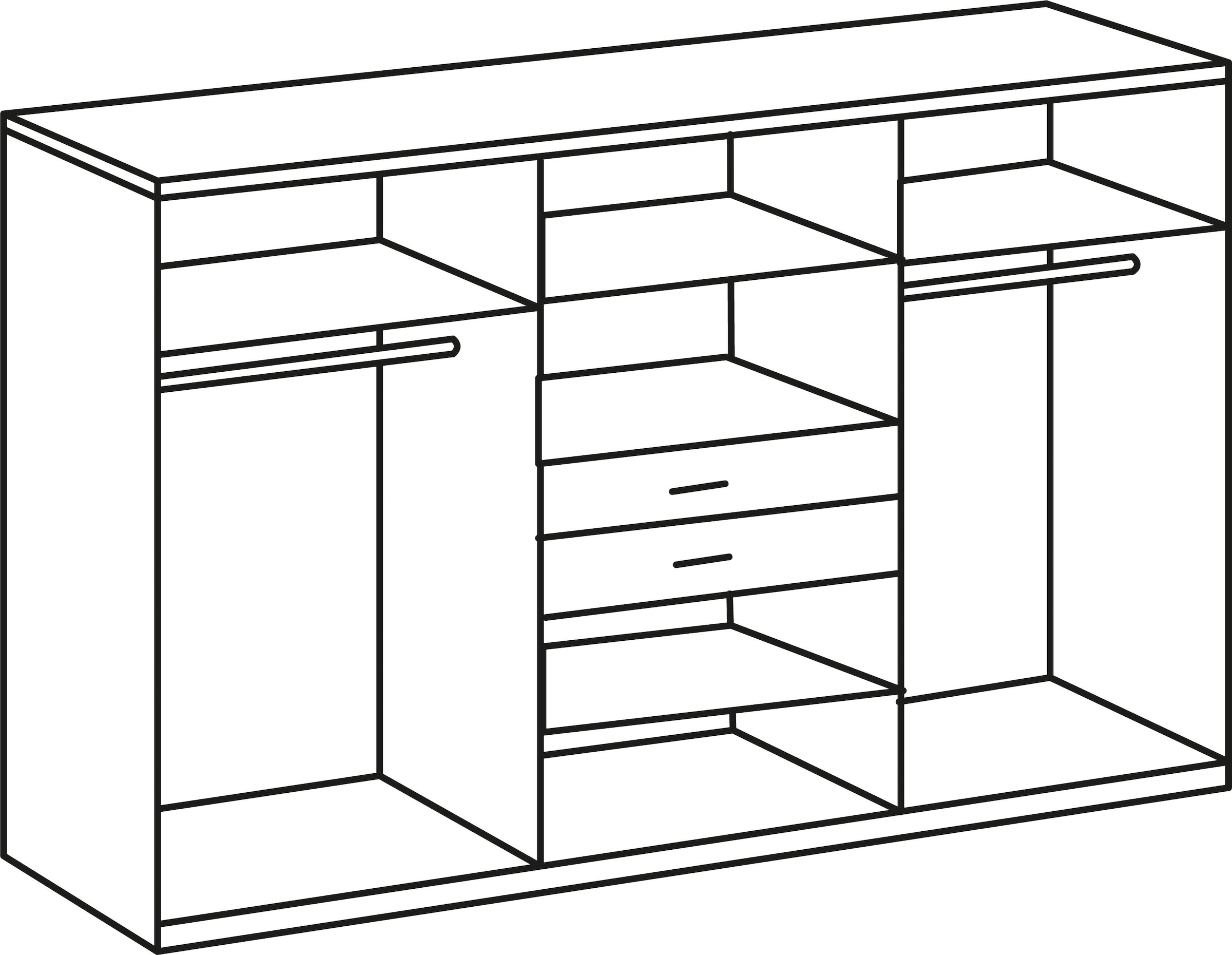 Wimex Kleiderschrank »Diver Drehtürenschrank mit Spiegel und Schubladen Garderobe«, Bestseller Schrank Schlafzimmerschrank in Breite 225cm und 270cm