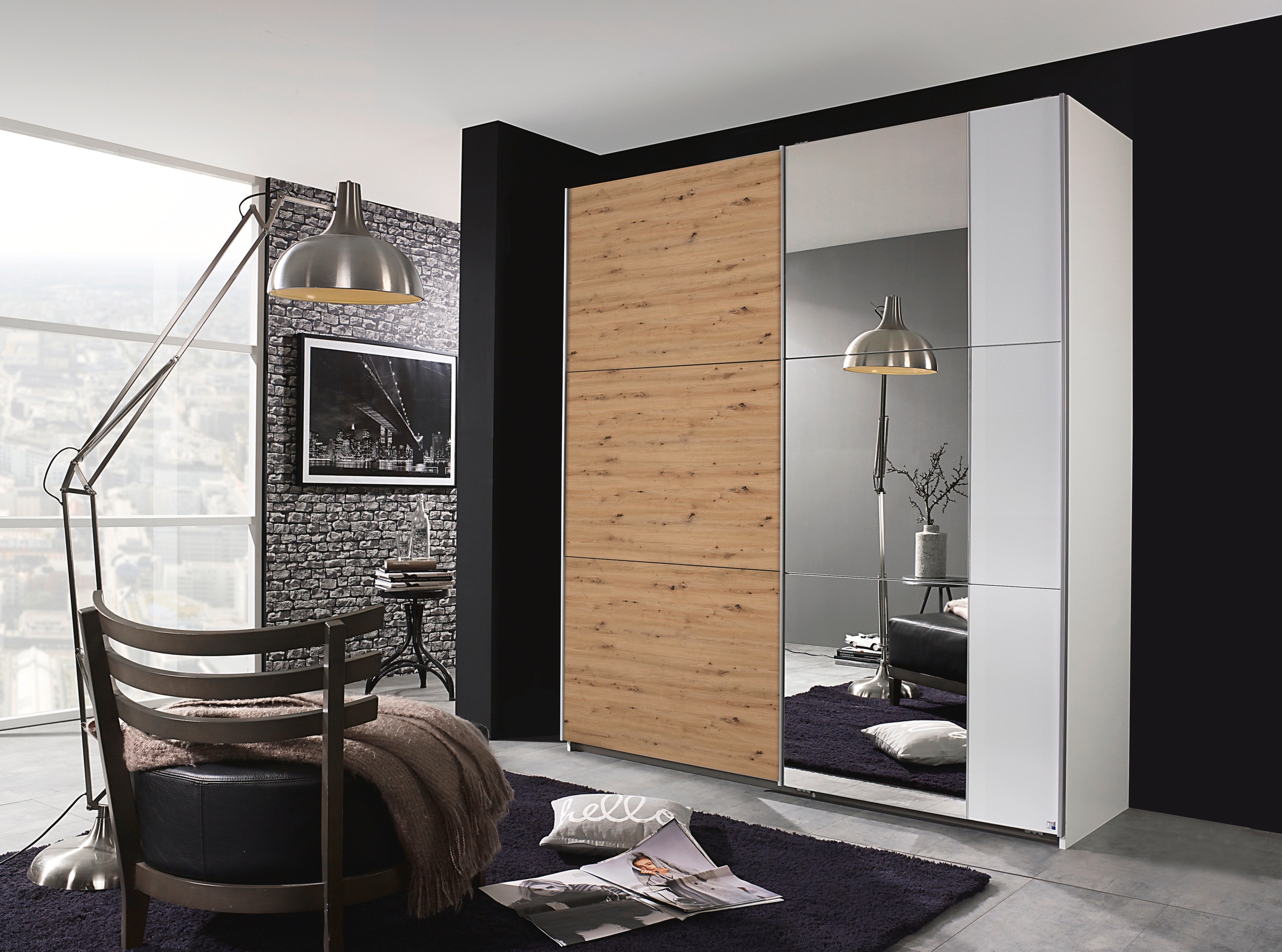 rauch Schwebetürenschrank "Kleiderschrank Schrank Garderobe AURELIO" 3 Ausstattungen BASIC/CLASSIC/PREMIUM (inkl. SOFT-CLOSE-FUNKTION), zeitloses Design, viele Farben, Breiten 175/218/261 cm MADE IN GERMANY