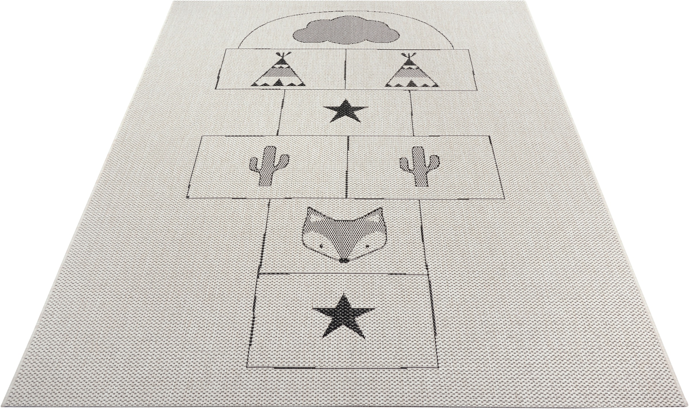 Image of Lüttenhütt Kinderteppich »Ava«, rechteckig, 3 mm Höhe, Hüpfkästchen Himmel & Hölle, In und Outdoor geeignet, Hüpfspiel, Flachgewebe-Teppich, Pflegeleicht, ideale Teppiche fürs Kinderzimmer bei Ackermann Versand Schweiz