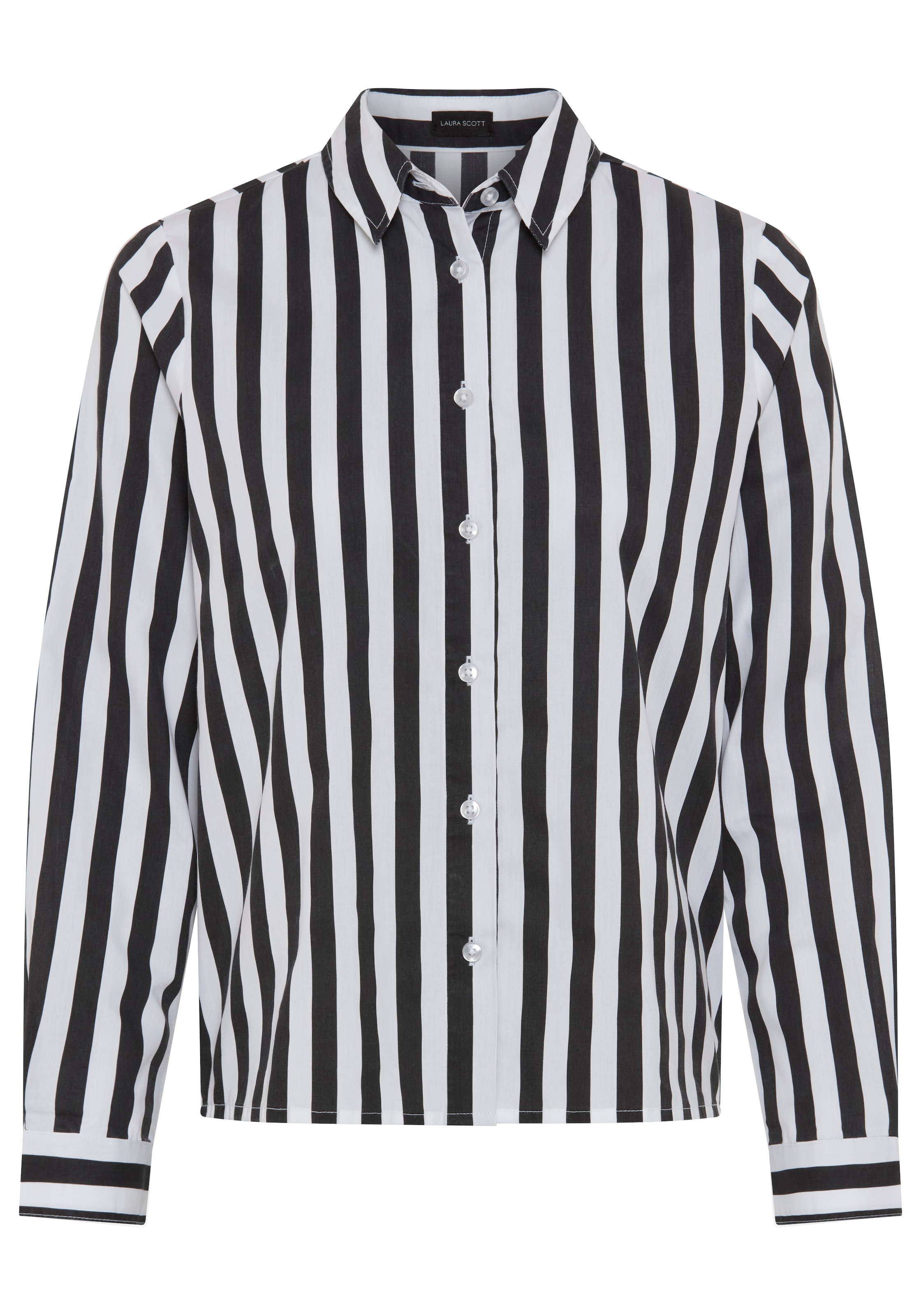 Laura Scott Blouse classique coupe cintrée, avec manchette à 1 bouton, aspect rayé