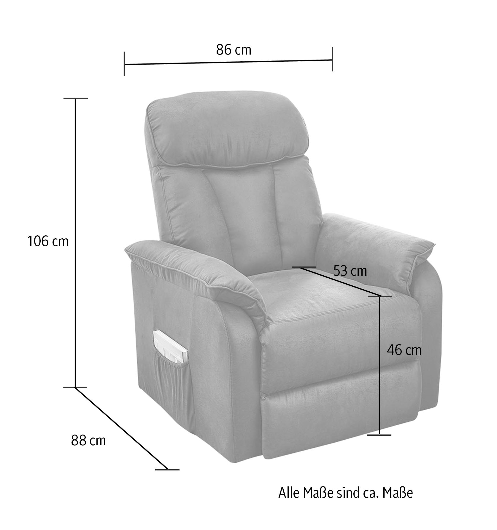 Jockenhöfer Gruppe TV-Sessel »Dorsten«, mit Liegefunktion durch Körperdruckverstellung, TFK und Nosagfederung