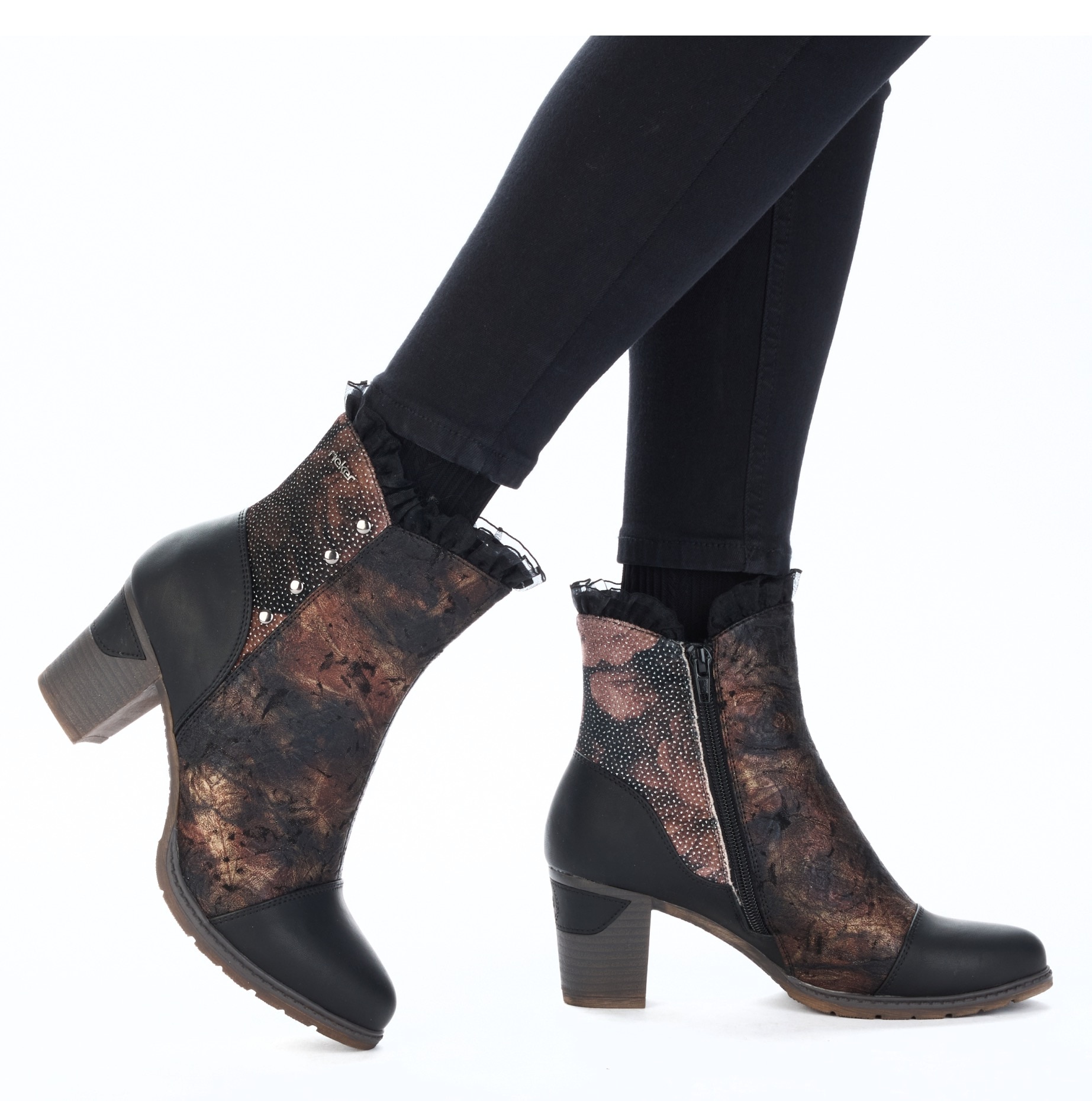 Rieker Stiefelette  Trachtenstiefelette, Festtagsstiefelette, Blockabsatz, mit Warmfutter