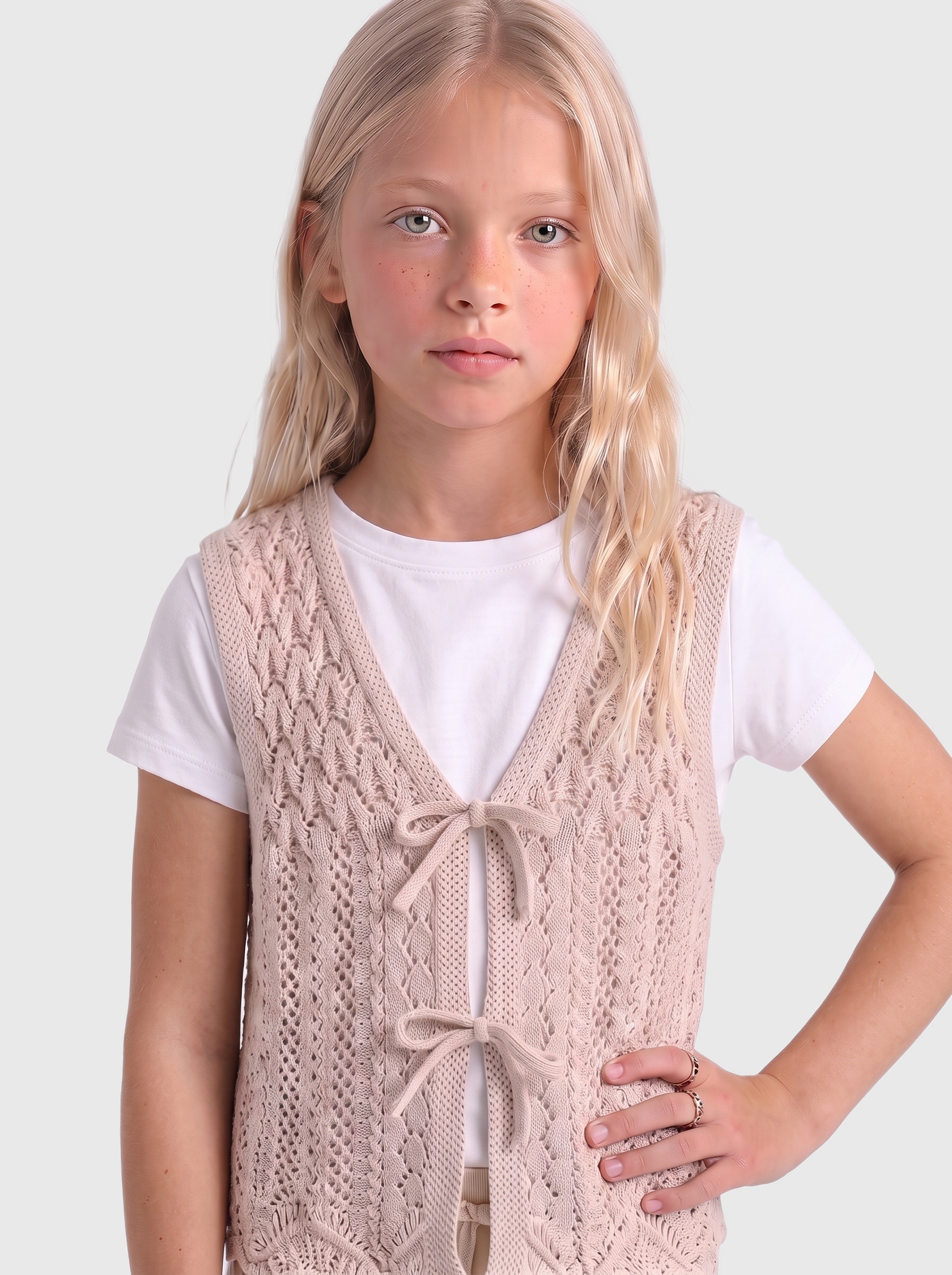 KIDS ONLY Ajourstrickjacke »KOGNOLA LIFE SL TOP KNT« ärmellos, Ajourmuster