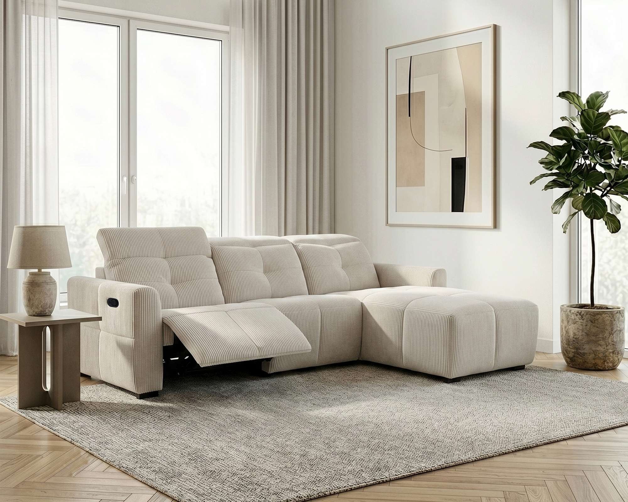 GOODproduct Ecksofa »CAARLA Cord, L-Form, 261 cm, man. oder elektr. Relaxfunktion (USB-A/C)« mit USB-A und USB-C bei elektrischer Ausführung, Kopfteilverstellung