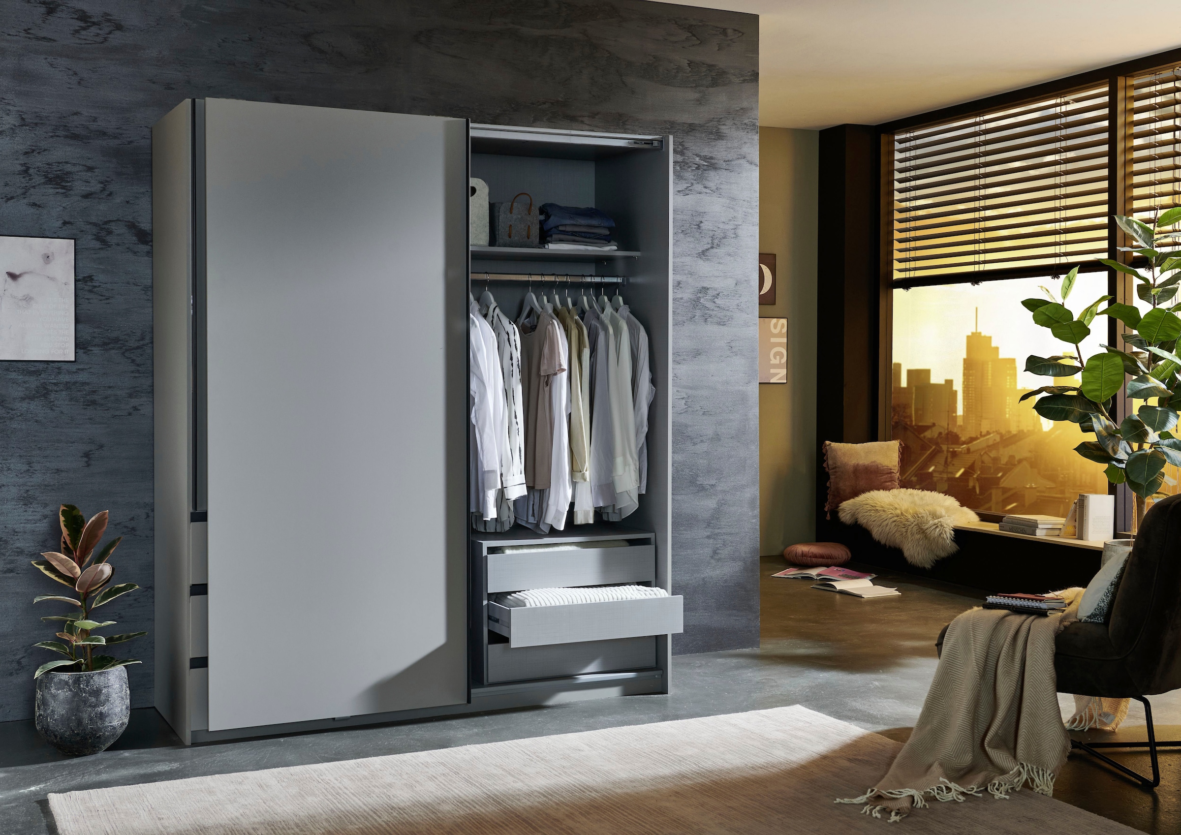 Wimex Schwebetürenschrank »Stade, B: 168cm, inkl. Spiegel und von aussen bedienbaren Schubladen« erhältlich in verschiedenen Farben