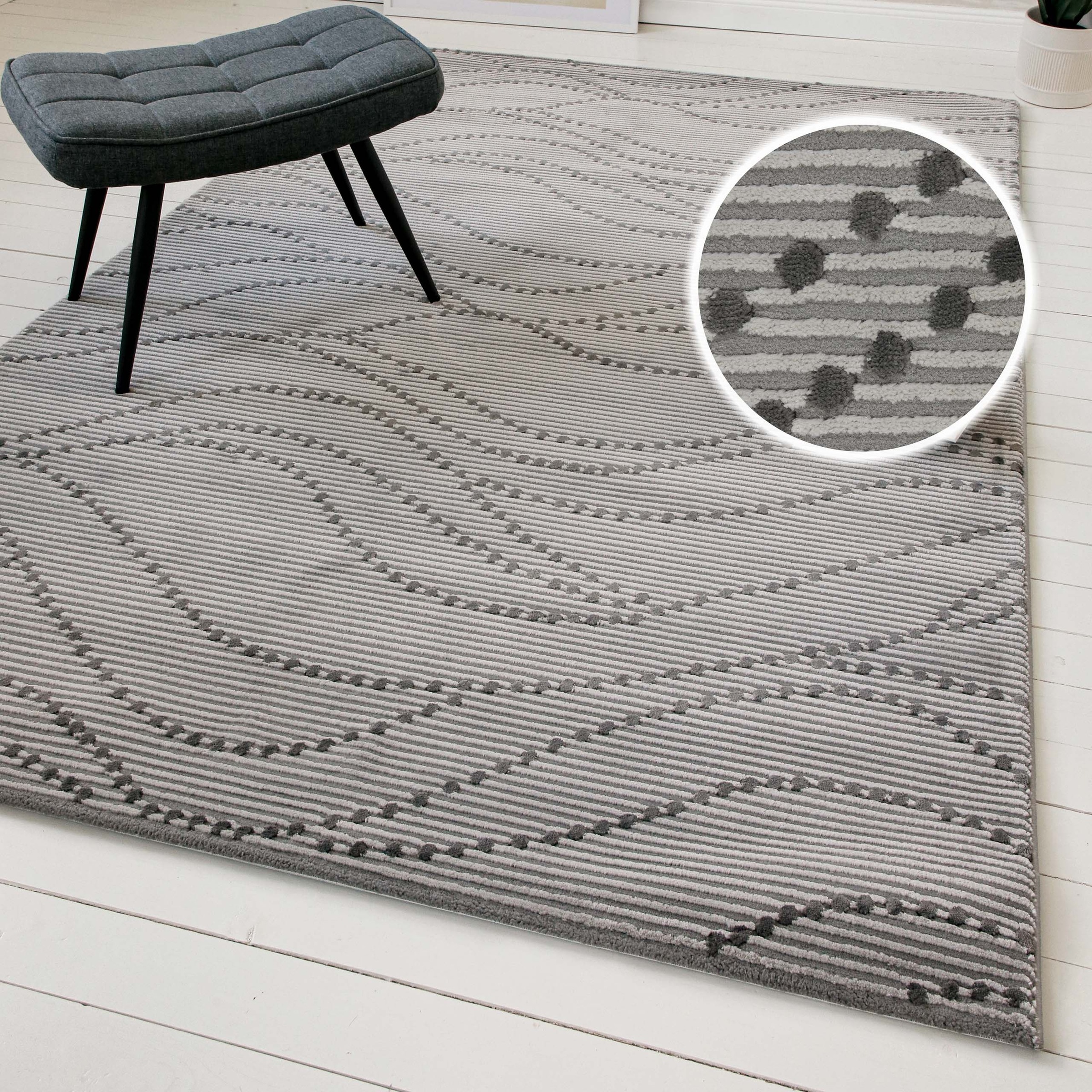 Image of GOODproduct Teppich "Adlee" rechteckig 12 mm Höhe Kurzflorteppich, gewebt, geometrisch, Wohnzimmer, modern, Punkte