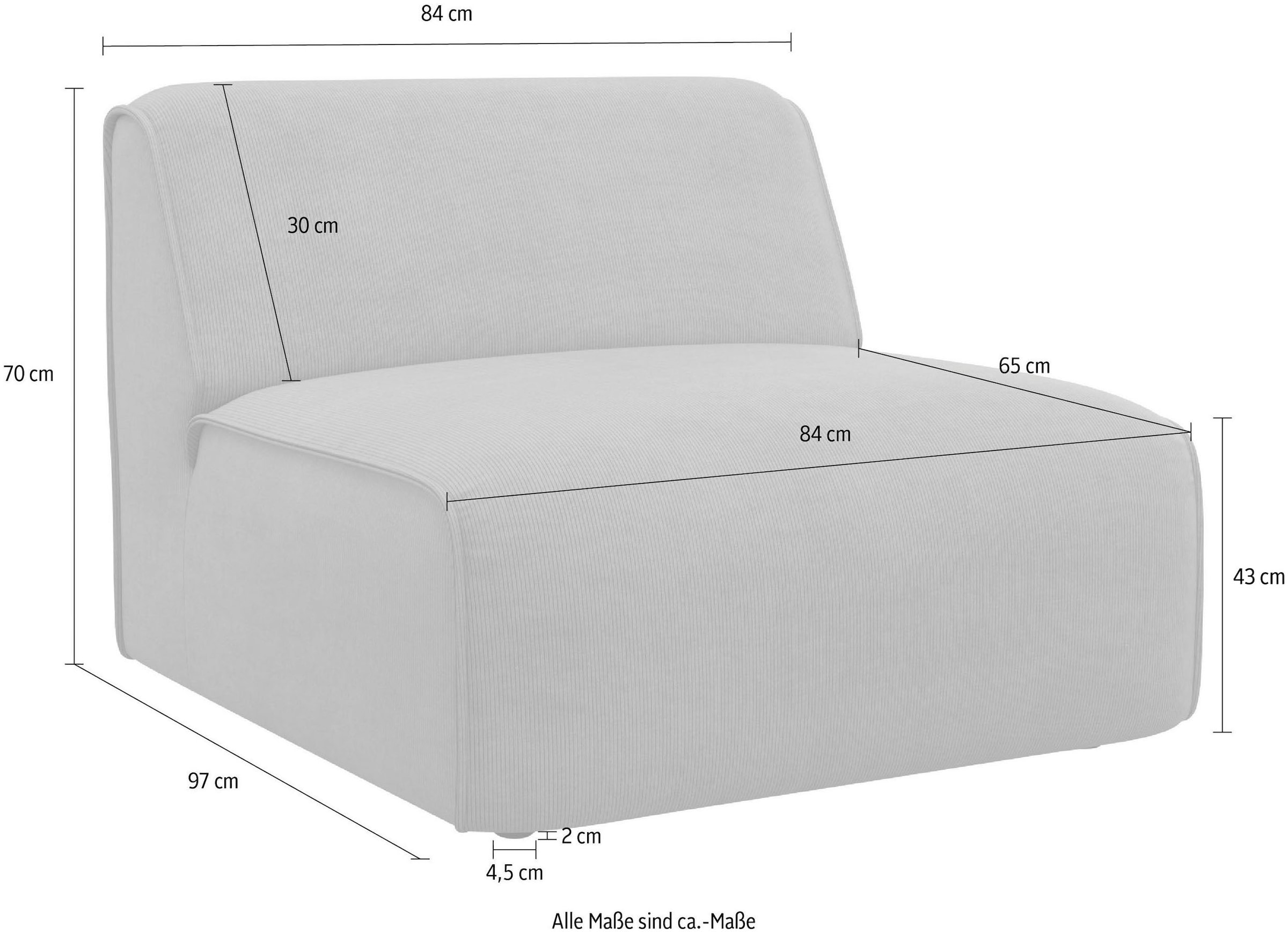 RAUM.ID Sessel »Merid Sofa-Mittelelement, Masse B/T/H: 84/97/46 cm«, als Modul oder separat verwendbar, für individuelle Zusammenstellung