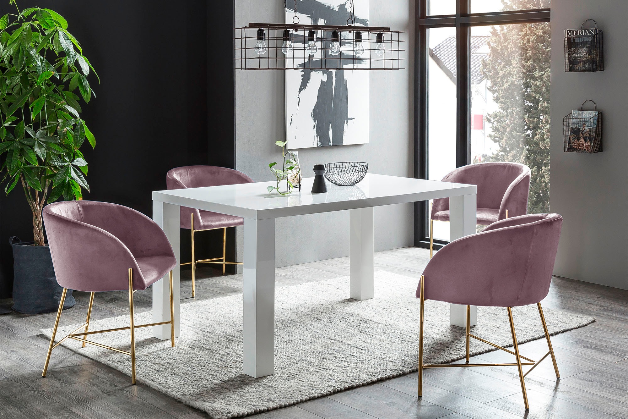 Image of SalesFever Essgruppe, (Set, 5 tlg.), bestehend aus 4 modernen Polsterstühlen und einem 180 cm breitem Tisch bei Ackermann Versand Schweiz