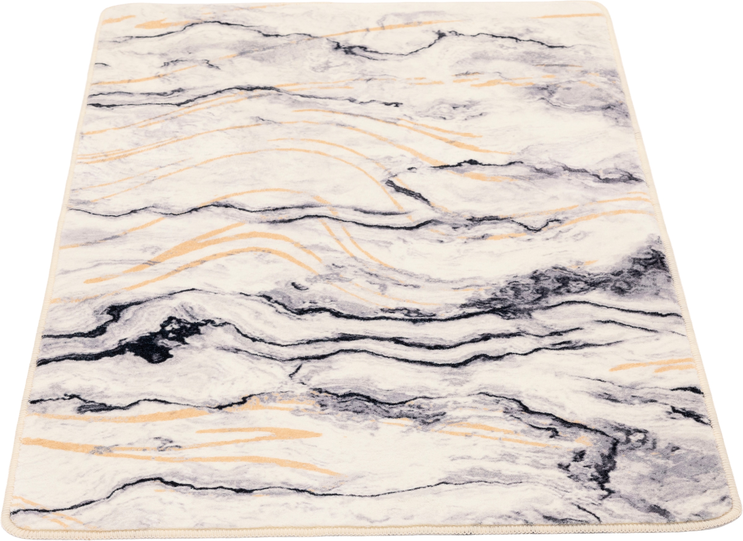 Gino Falcone Tapis de bain »Aquata GF-156, Badvorleger, Badezimmer Teppich« Höhe 7 mm revêtement antidérapant Badteppich, bedruckt, Wellen Design, rechteckig