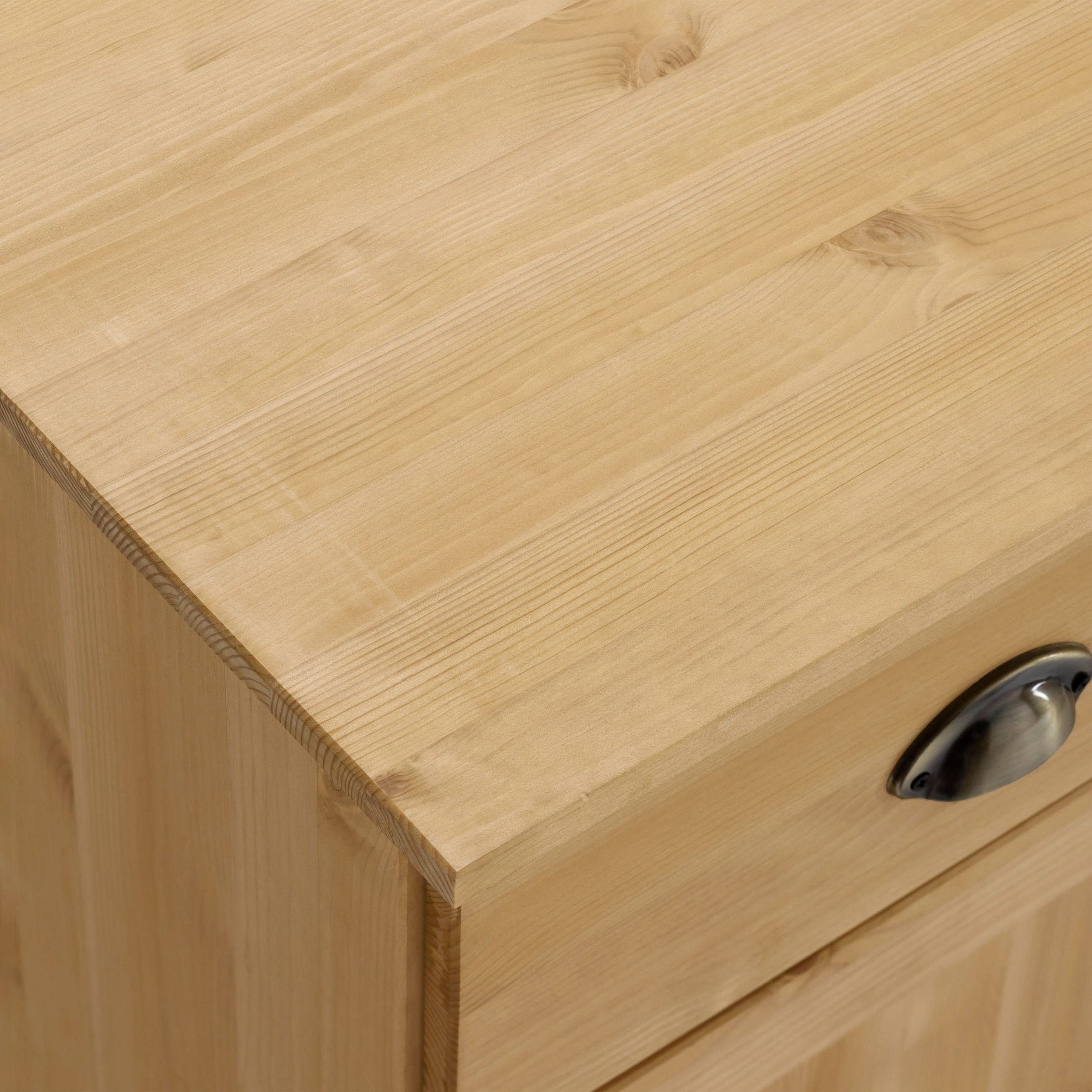 Home affaire Buffet de cuisine »Oslo« 125 cm de large, en pin massif, avec 2 portes vitrées, poignées en métal