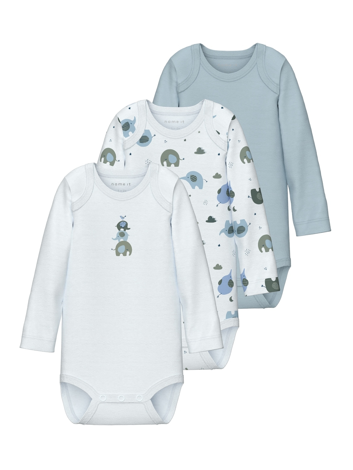 Name It Schlafoverall »NBMBODY 3P LS BABY ELEPHANT NOOS«, (Packung, 3 tlg.)