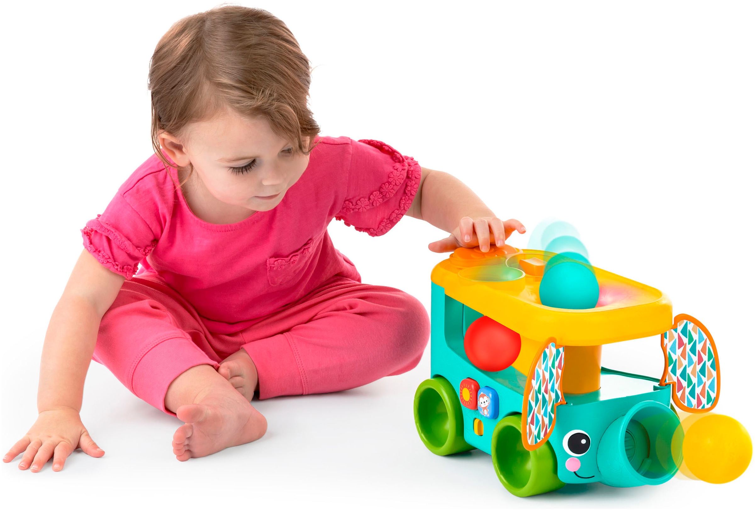 Bright Starts Jouets éducatifs »Pop & Roll Safari Bus  Ball Play Toy« mit Licht und Sound