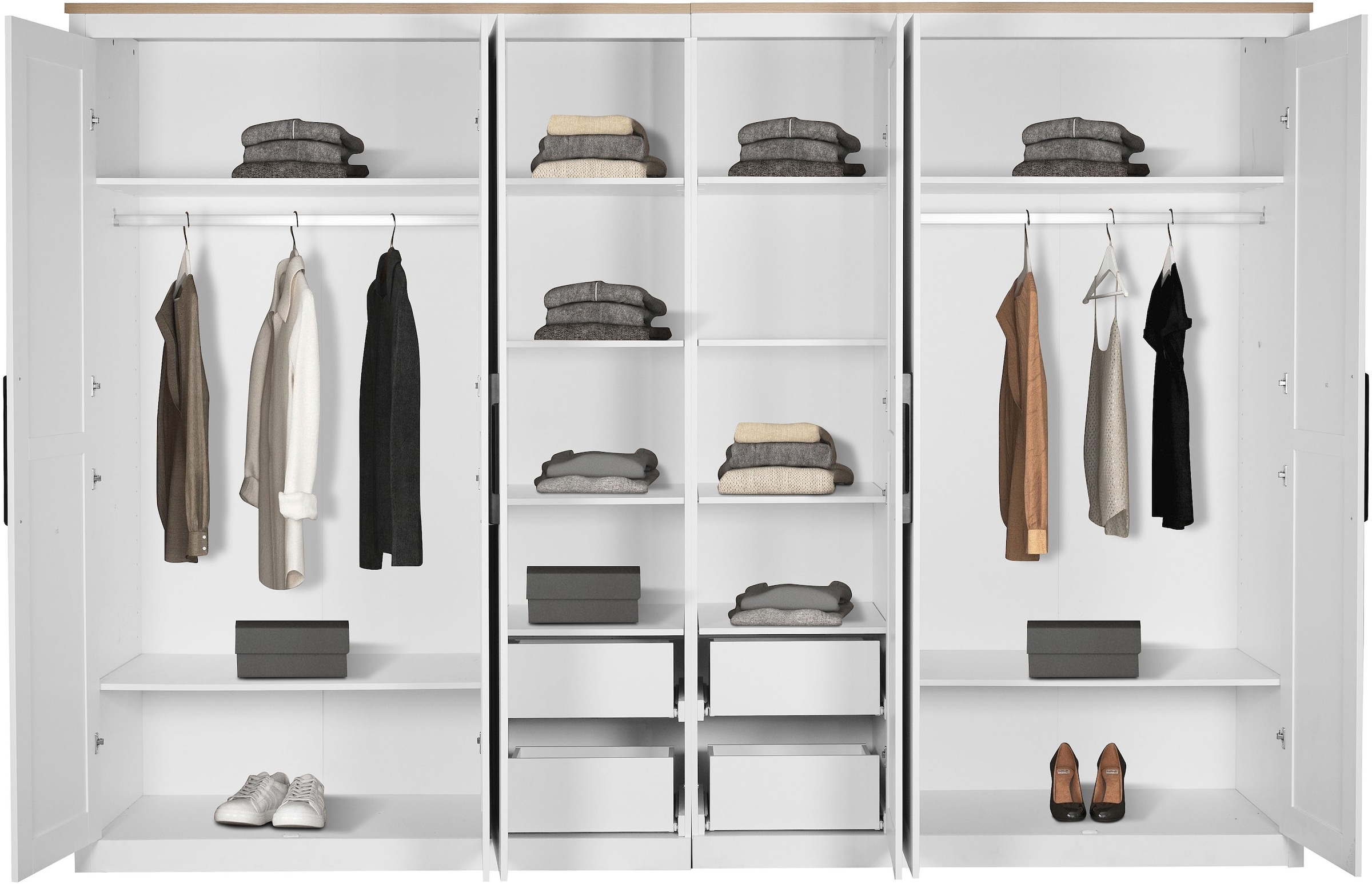 GOODproduct Kleiderschrank »Büsum Schlafzimmer Schrank mit 6 Türen« stabile robuste Bauweise mit optimaler Aufteilung  - Breite 3m,  Schlafzimmerschrank Landhaus Design Garderobe Schrank Bestseller