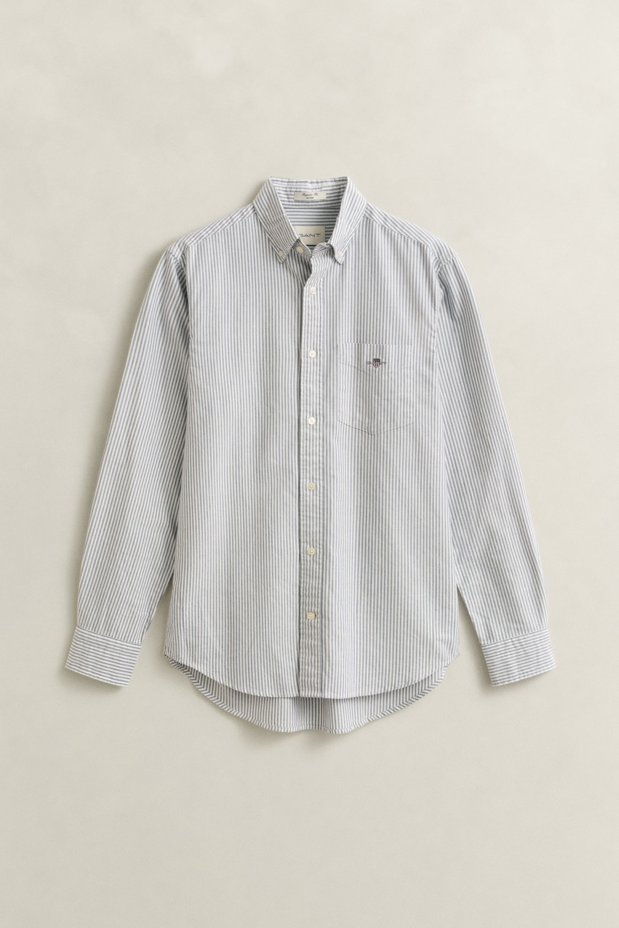 Gant Chemise à manches longues »Regular Fit Oxford Hemd strukturiert langlebig dicker gestreift« mit dezenter Logostickerei