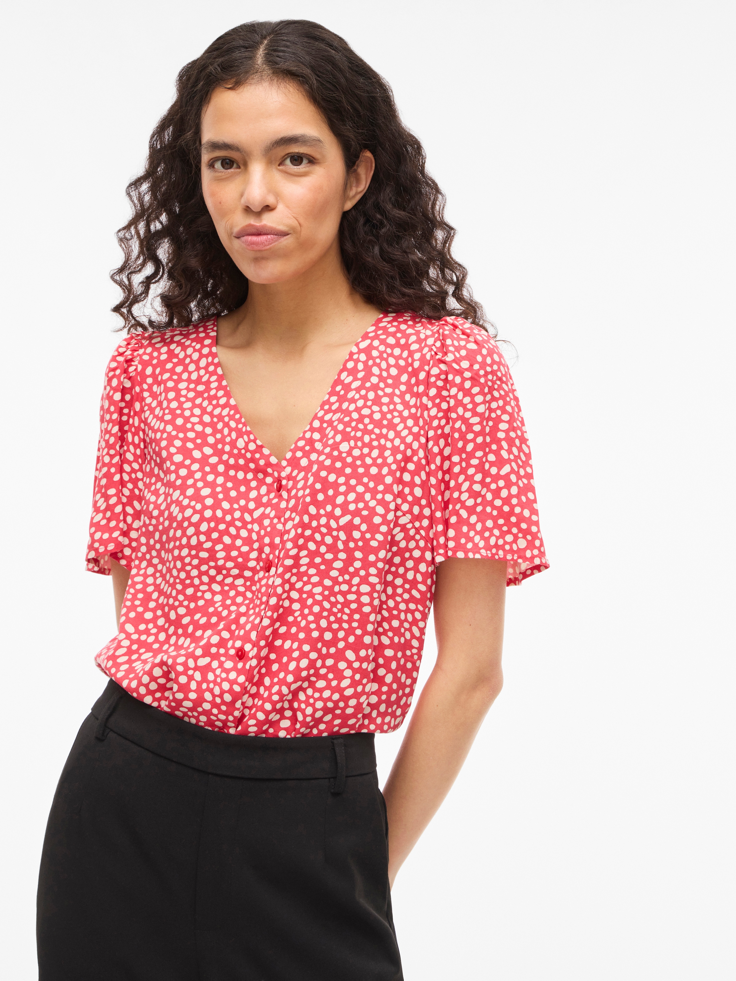 Vila Hemdbluse »VIGRACE V-NECK S/S SHIRT - NOOS«
