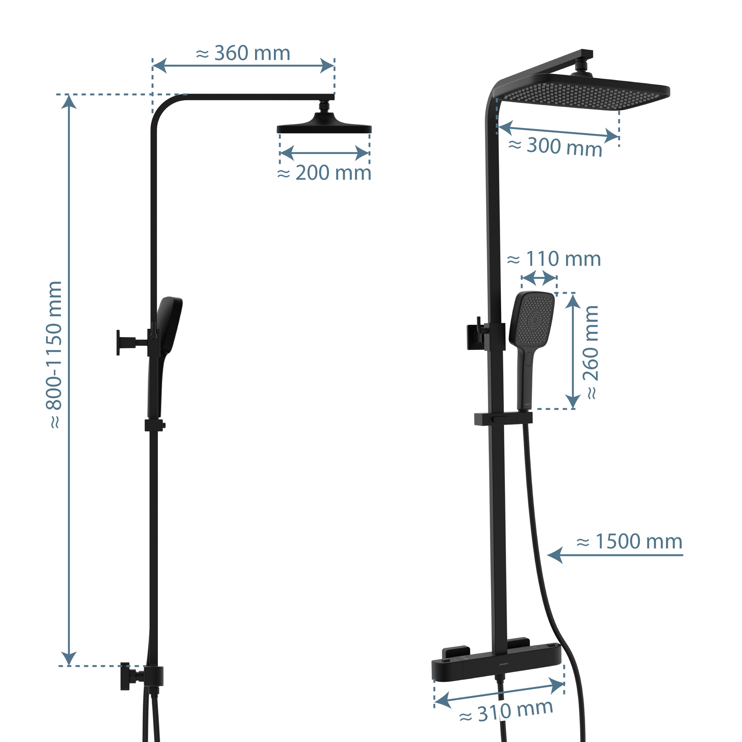 Schütte Duschsystem »GRAN CANARIA« Komplett-Set,  Regendusche 30x20 cm, Umsteller, Antikalk, 3 Strahlarten, Thermostat