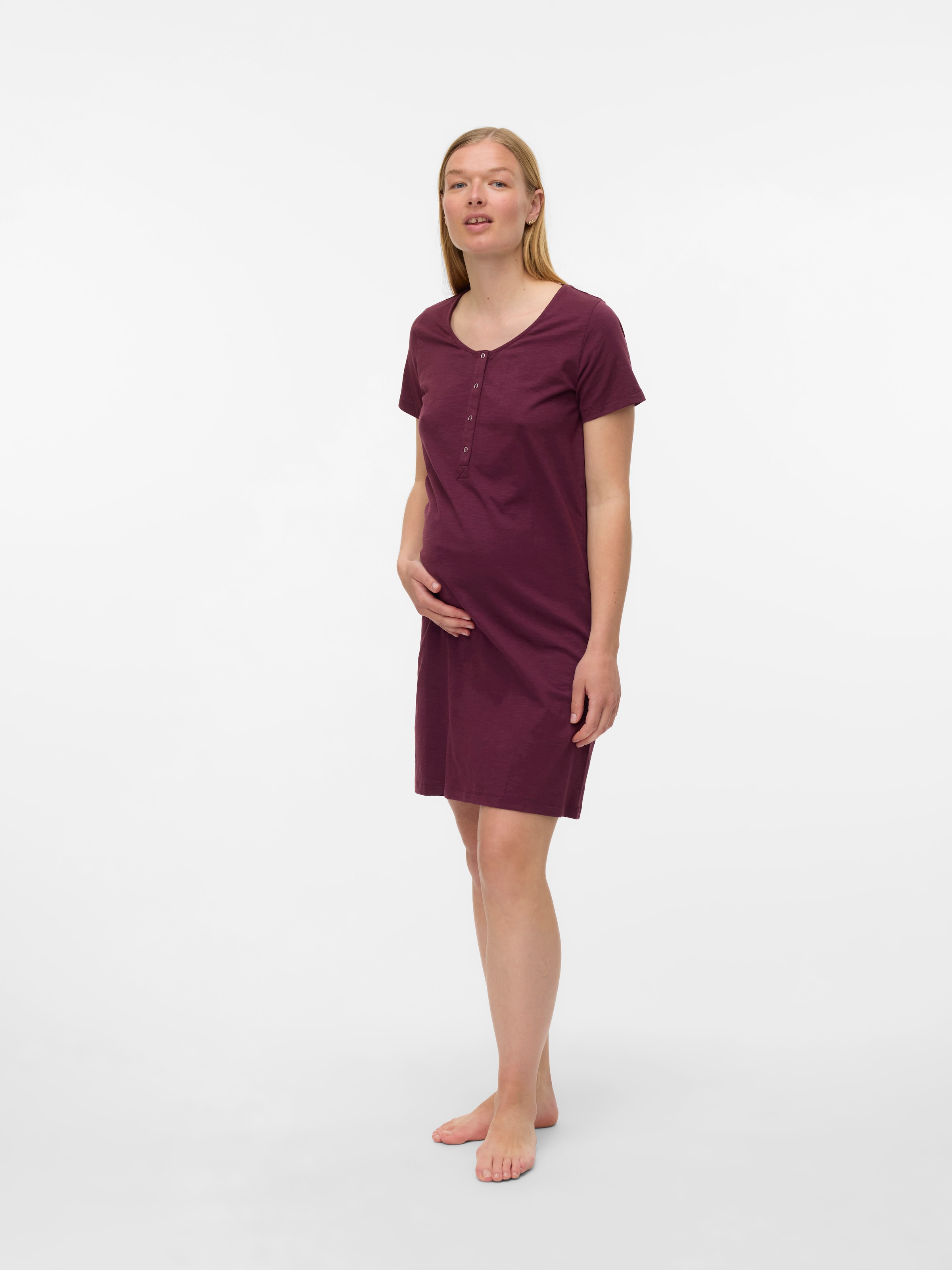 Mamalicious Umstandsnachthemd »MLMIRA SOLID JRS NIGHTGOWN 2F A. E. NOOS« Stillfunktion mit Knopfverschluss