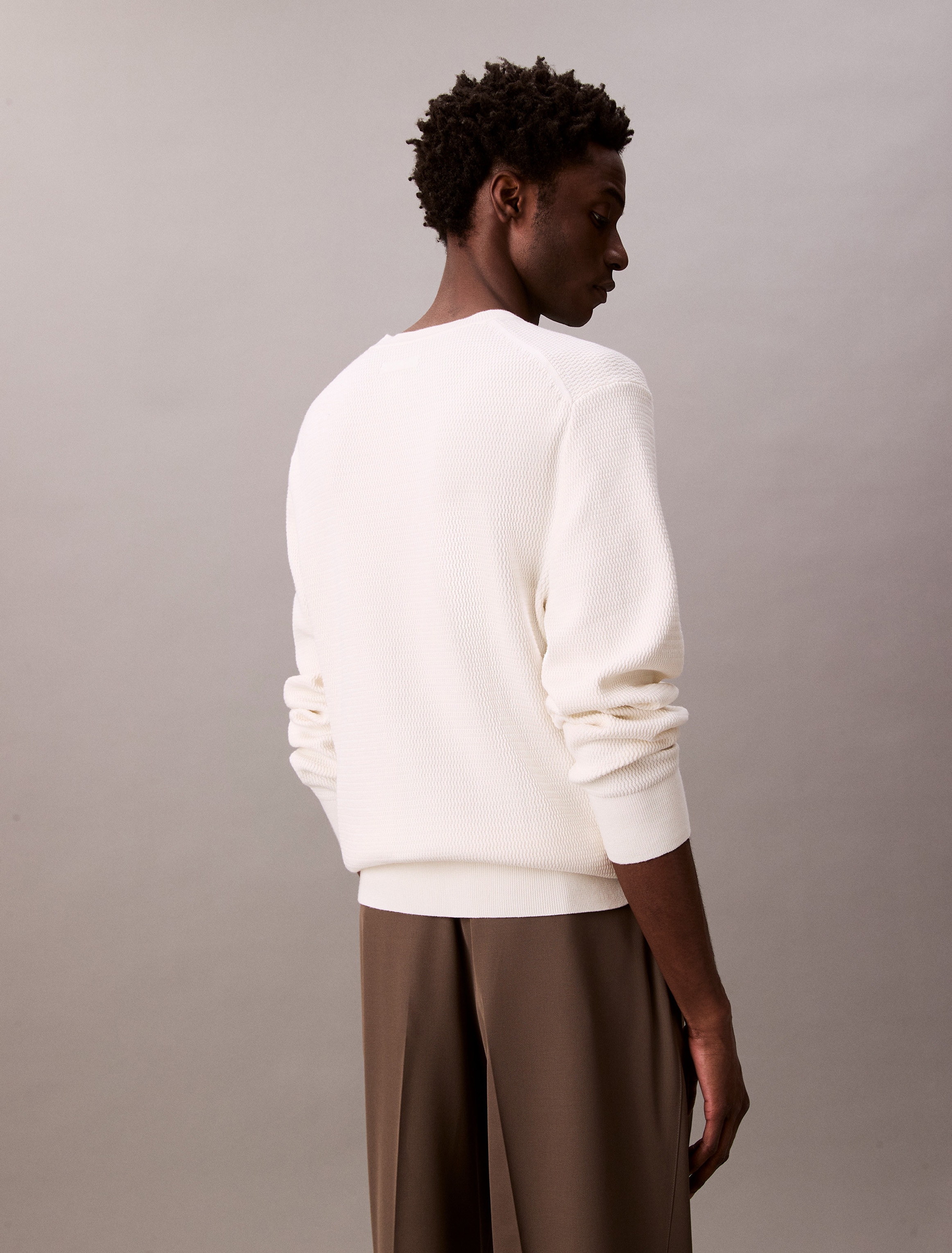 Calvin Klein Pull en tricot »LS TXTR CTTN CRWNK S« Mit Rundhalsausschnitt