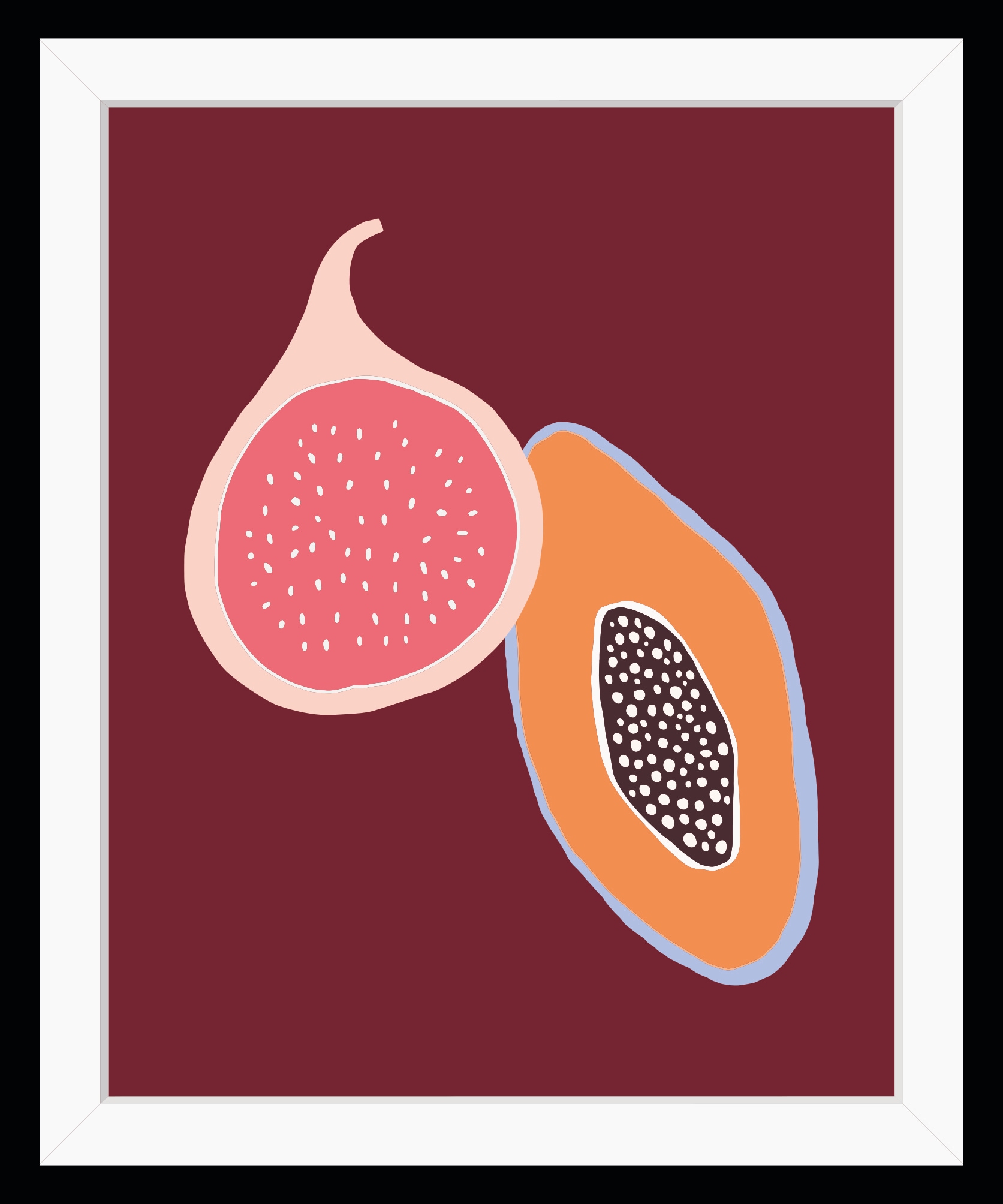 Image of queence Bild "Paul" Kunst Lebensmittel Obst Obst Bilder Orange HD Premium Poster-Druck inkl. Holzrahmen