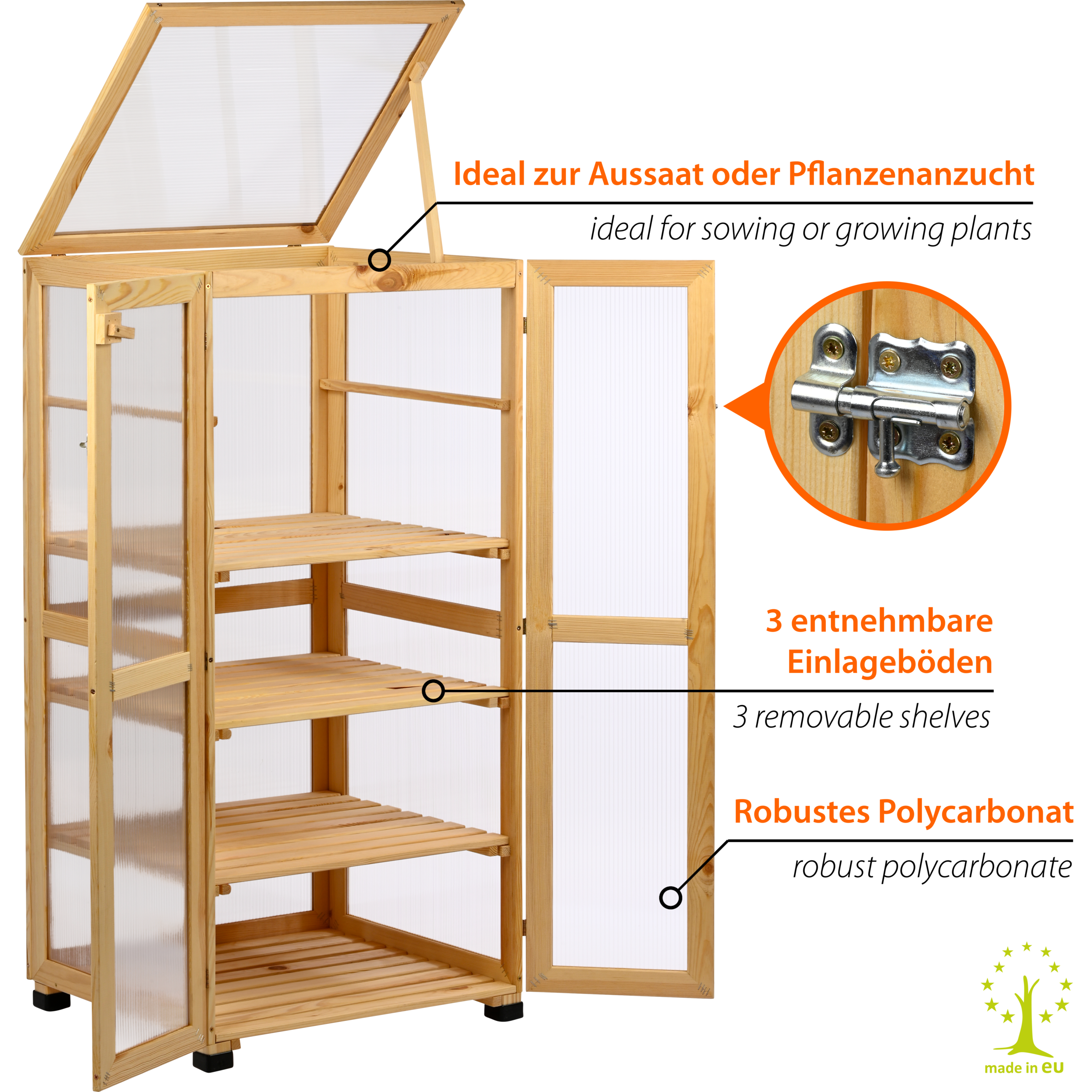 dobar Anzuchttopf »Dome« grosser Anzuchtschrank aus FSC®-zertifiziertem Kiefernholz