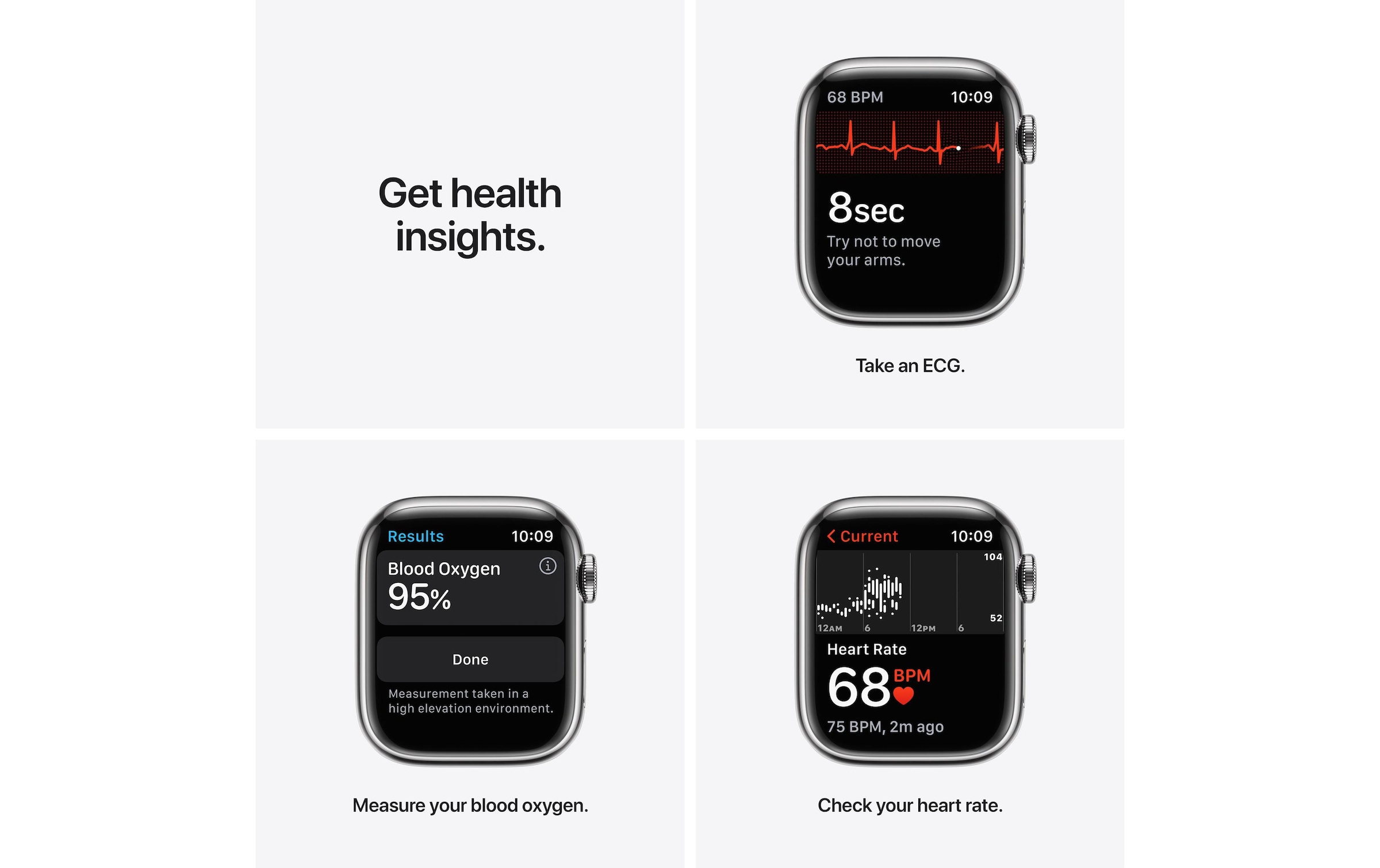 Apple Smartwatch »Serie 7, GPS, 41 mm Edelstahlgehäuse mit Sportarmband«, Watch OS, MKHW3FD/A
