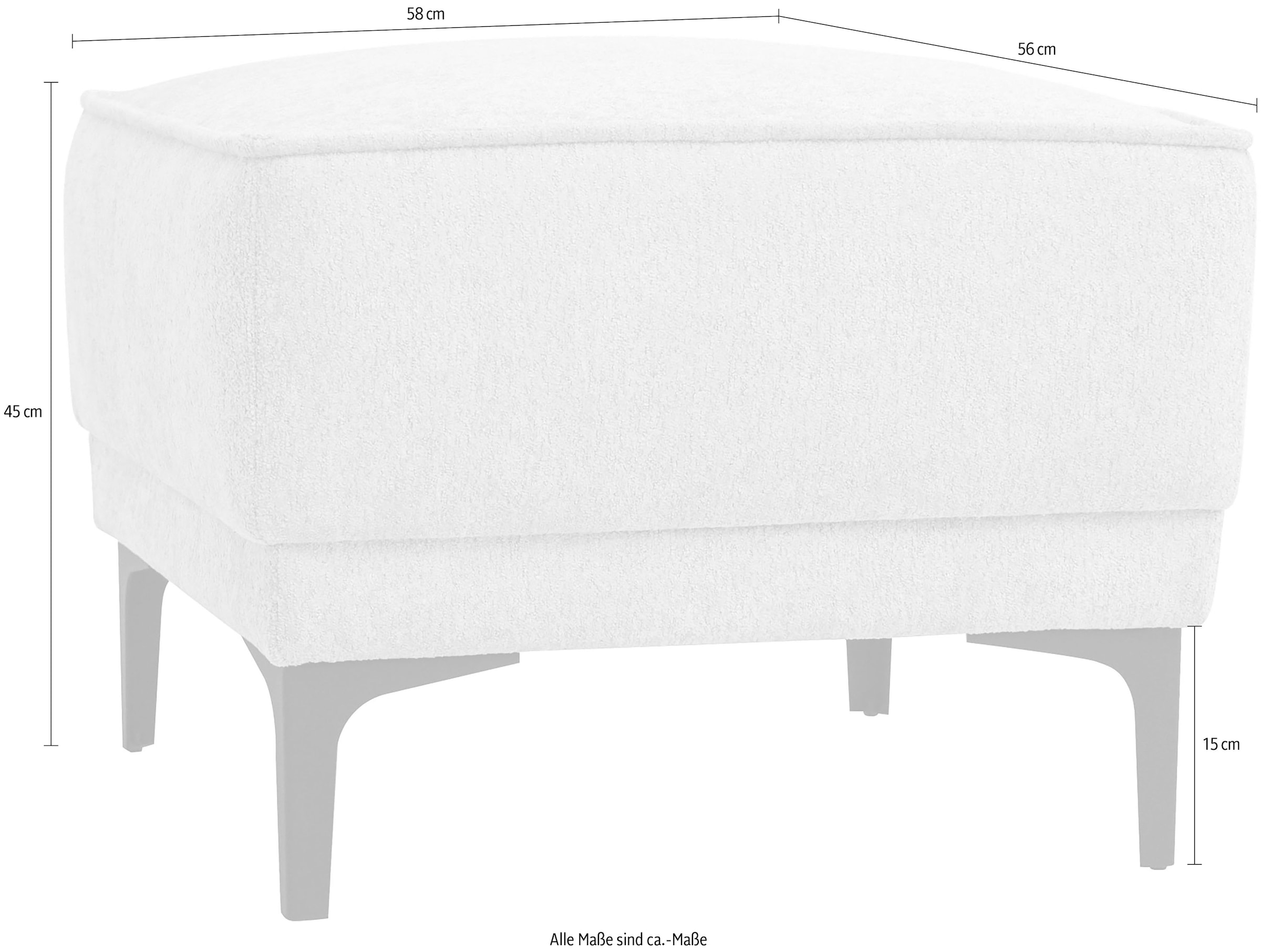 Places of Style Polsterhocker »Oland«, passend zur Serie OLAND, Skandi-Design, Metallfüsse