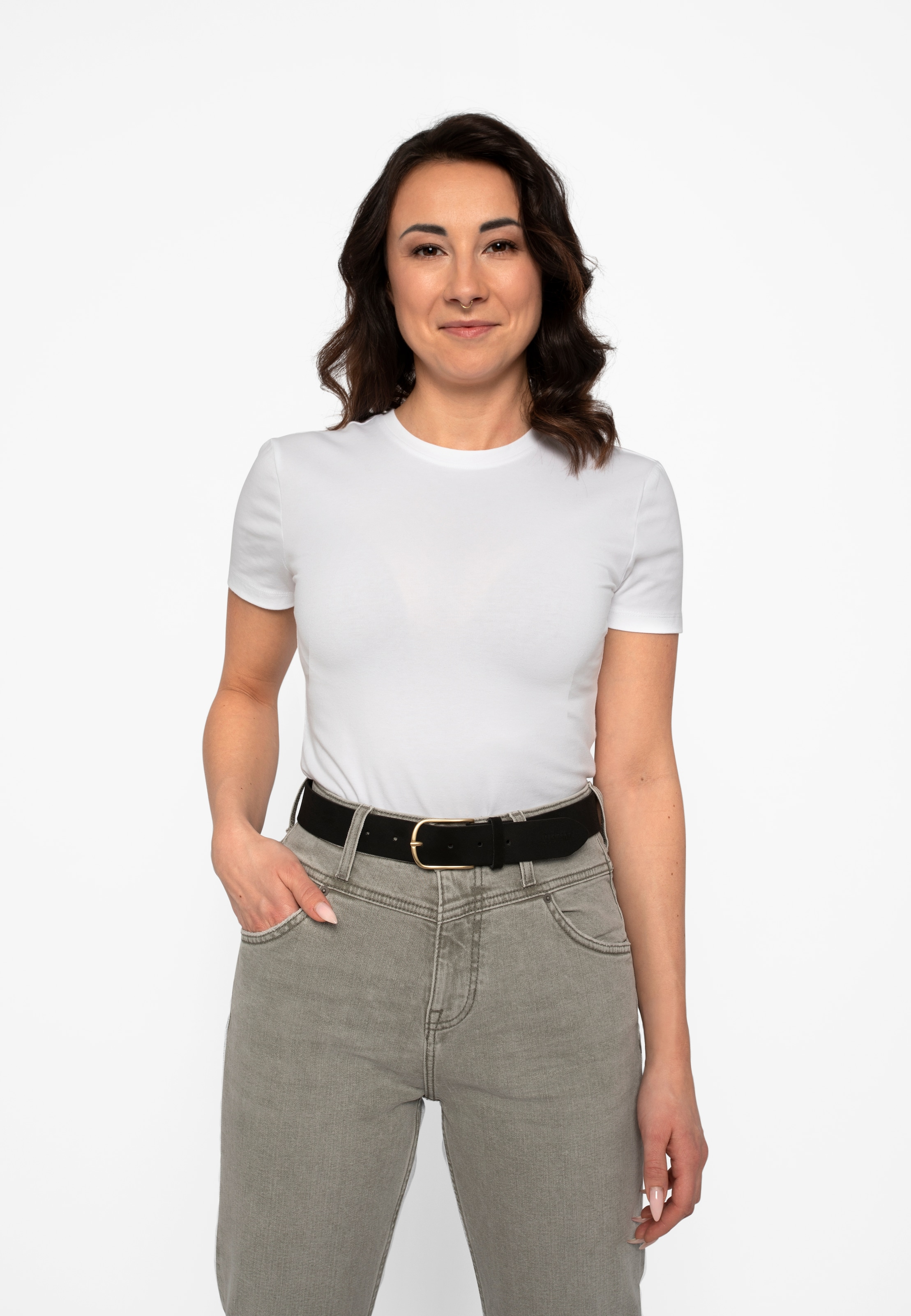 MUSTANG Ledergürtel angerautes Leder, dezente Logoprägung, 3,5 cm breit