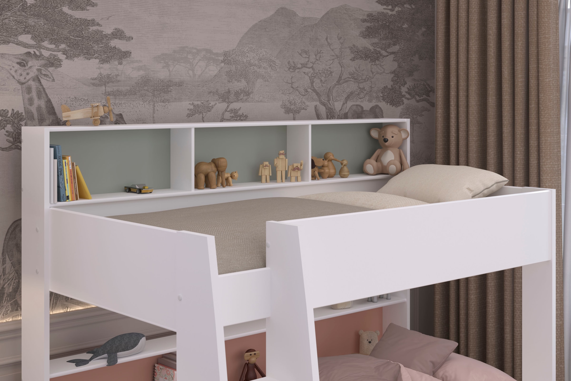 Parisot Lit superposé »Leo 11« Ensemble,  Panneau arrière coloré pivotant au niveau de la surface de couchage
