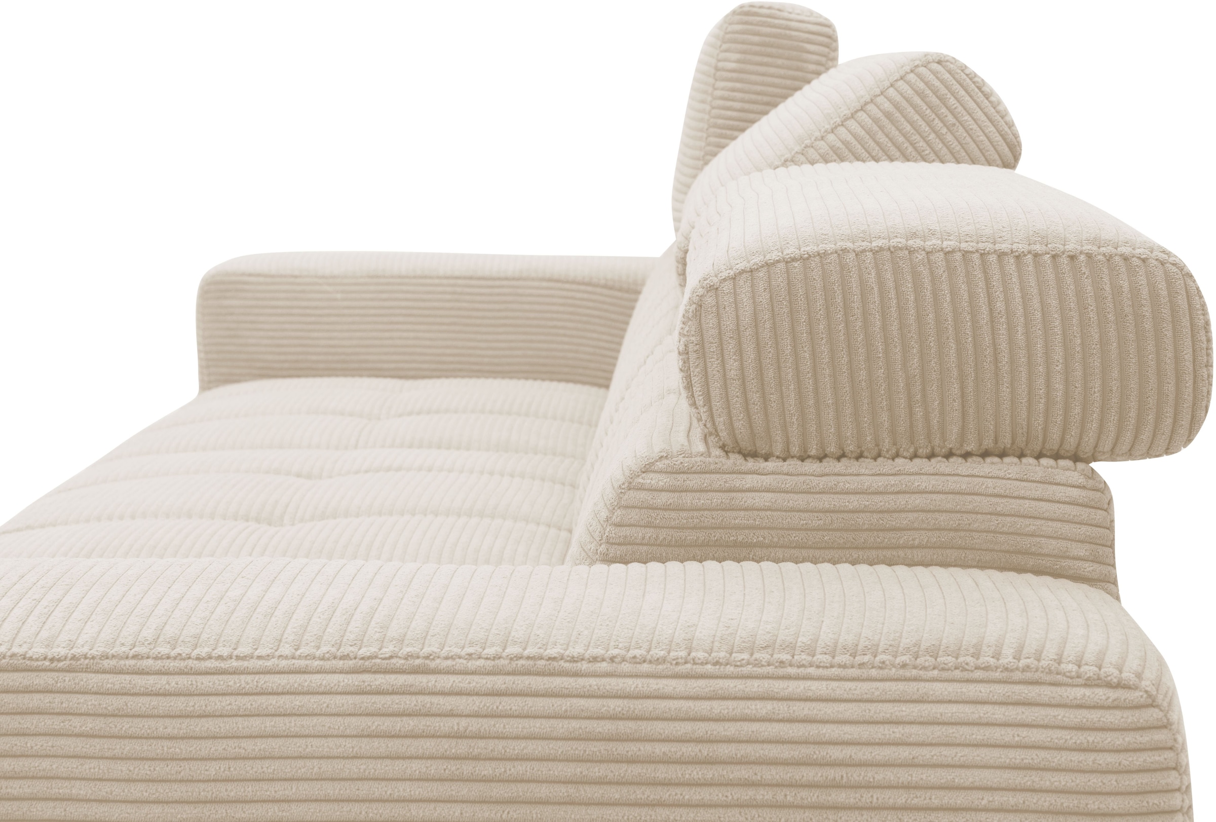 DOMO collection Ecksofa »Trento L-Form, mit Kufenfuss oder Einzelfuss«, wahlweise mit Kopfteilverstellung, Recamiere links/rechts bestellbar