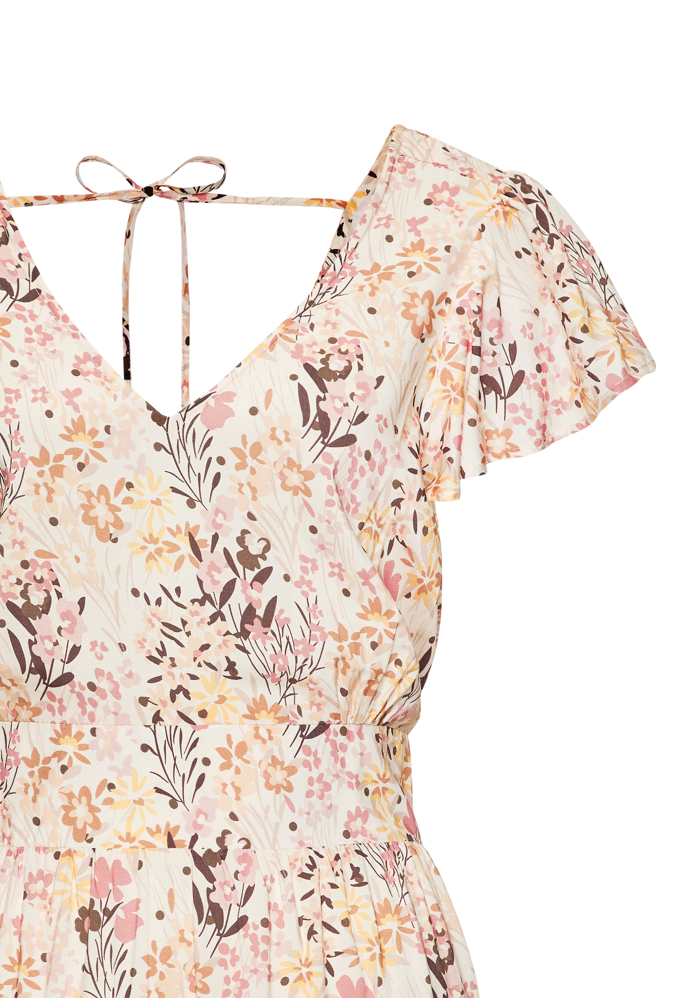 Vivance Robe midi »mit Blümchendruck und Flügelärmeln« Poches dans les coutures latérales Elegantes Sommerkleid aus Webware, Blumenkleid, Druckkleid